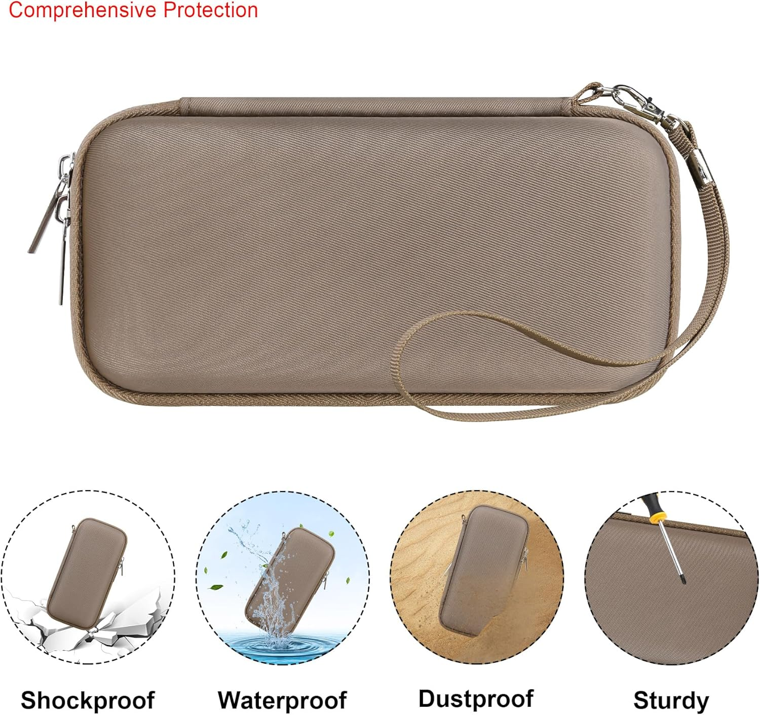 Elonbo Hard Carrying Case for Garmin Xero C1 Pro Chronograph, Garmin Xero C1 Pro Ballistic Precision Chronograph Cover, Range Shooting Chronograph Travel Bag, Pocket Fits Charging, Brown - Z-Black+Black image number 5