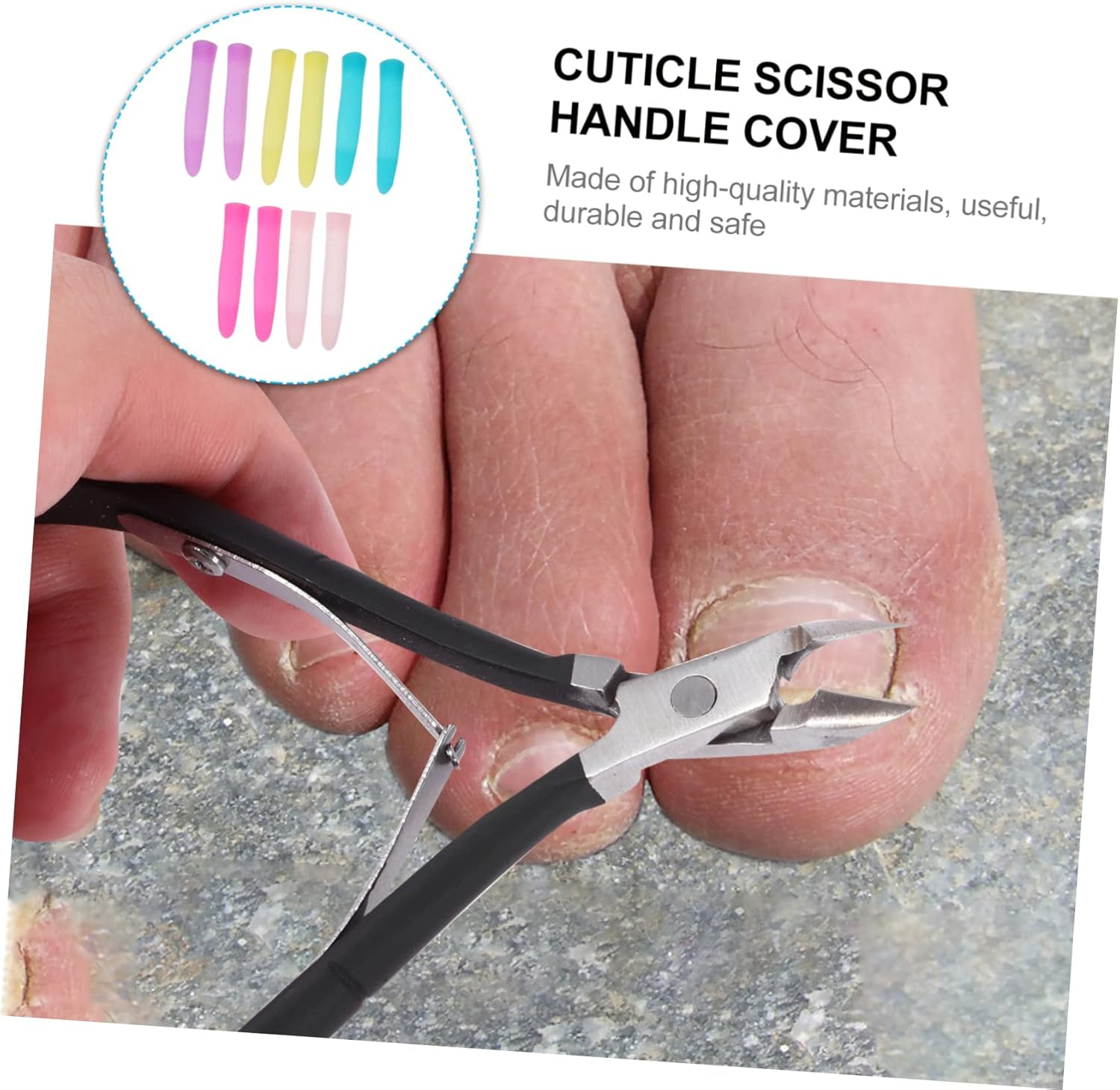 NOLITOY Nail Cuticle Scissors Handle Sleeves Slip Silicone Covers for Comfortable Grip and Portability Random Color image number 5