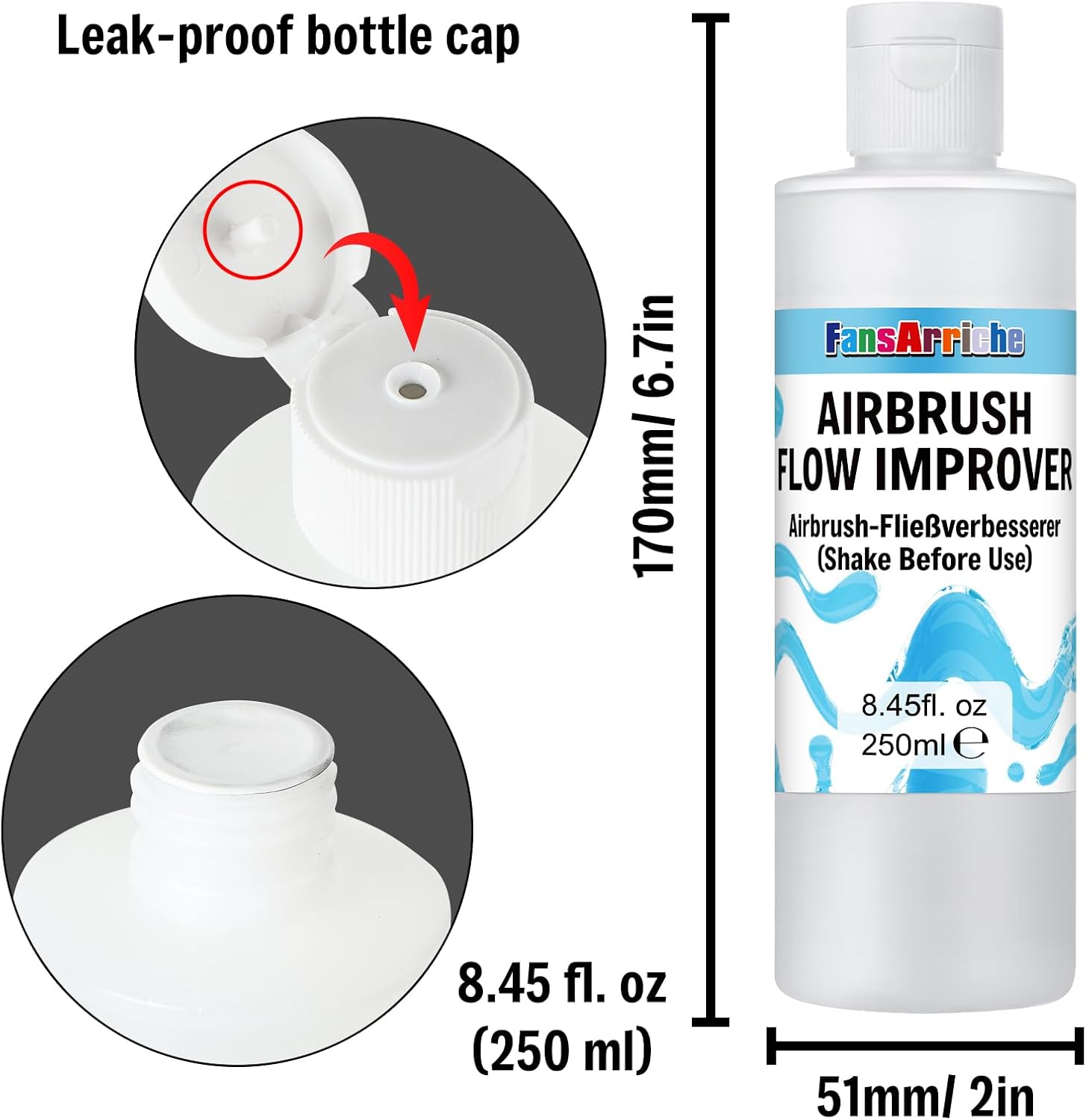 Fansarriche Airbrush Flow Improver for Acrylic Paints 250 Ml (8.45 Oz) image number 1