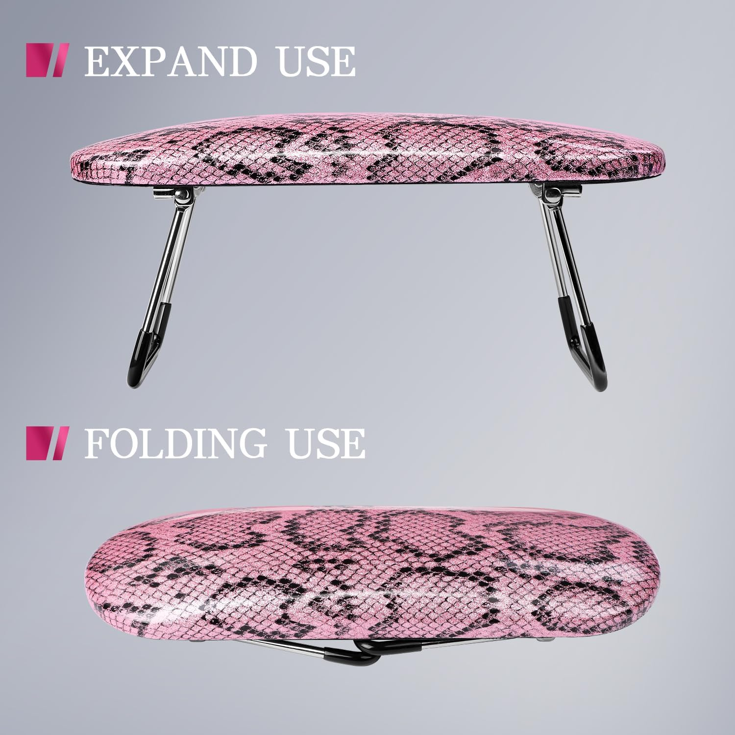 Krofaue Nail Arm Rest - Professional Nail Hand Rest Stand Foldable PU Leather High-Density Sponge Nail Arm Rest for Nail Tech with Non-Slip Stable Reduces Hand Fatigue Fit for Manicure Salon Use Pink - Pink Nail Arm Rest For Nail Tech image number 1