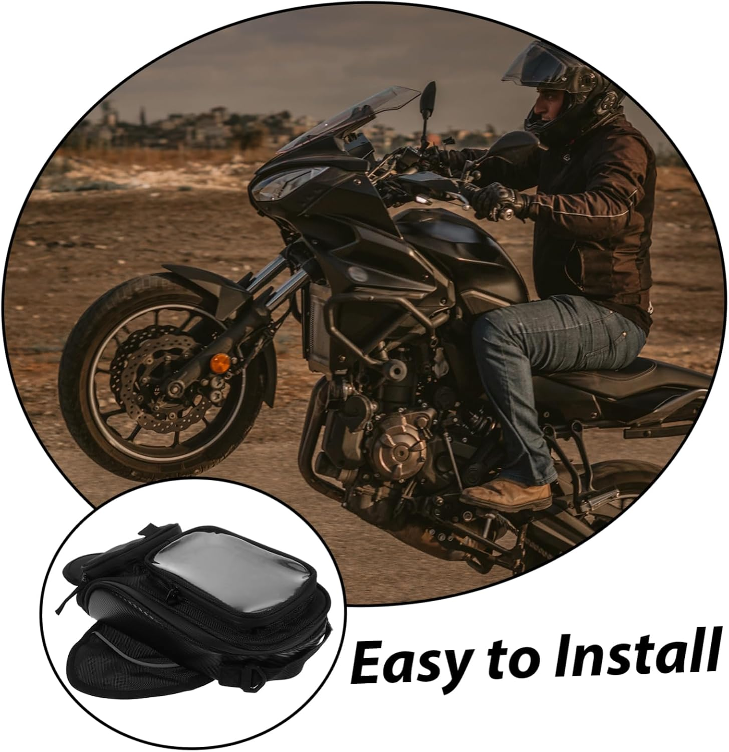 JECOMPRIS Motorcycle Tank Bag Magnetic Lock Portable Storage Bag for Motorbike Waterproof Backpack image number 3