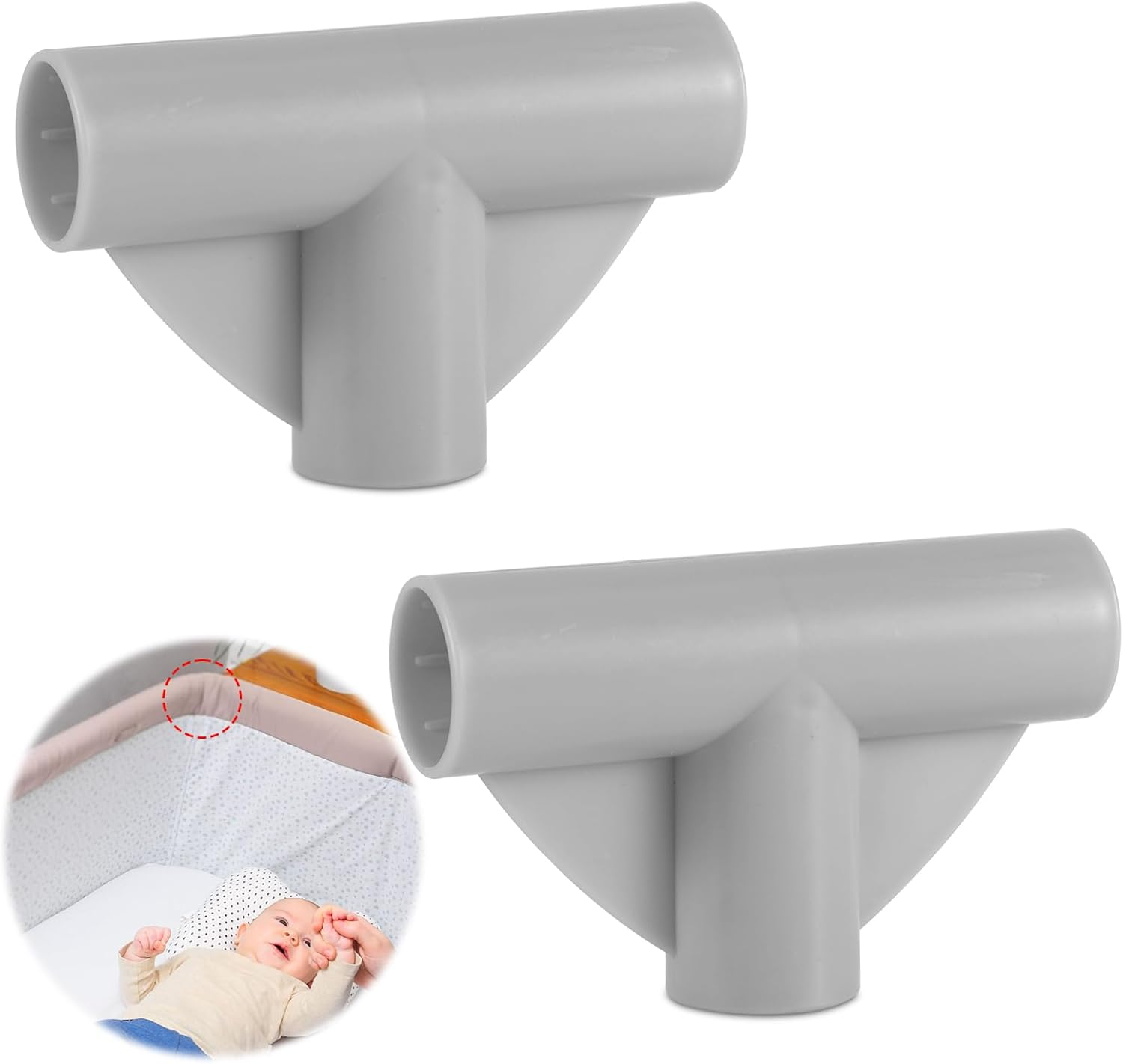 2Pcs Baby Playpen Parts T-Shaped Joints, 0.98 Inch Inner Diameter Baby Playpen Replacement Connectors Baby Playpen Accessories Playpen Replacement Parts for Baby Play Yard (Gray) image number 6