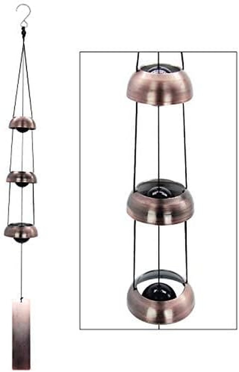 ASTARIN Temple Wind Chime, Red Copper Wind Chimes with 3 Bells, Feng Shui Wind Chimes for Home Yard Outdoor Decoration, a Great Memorial Wind Chime for Someone Who Loves Peace