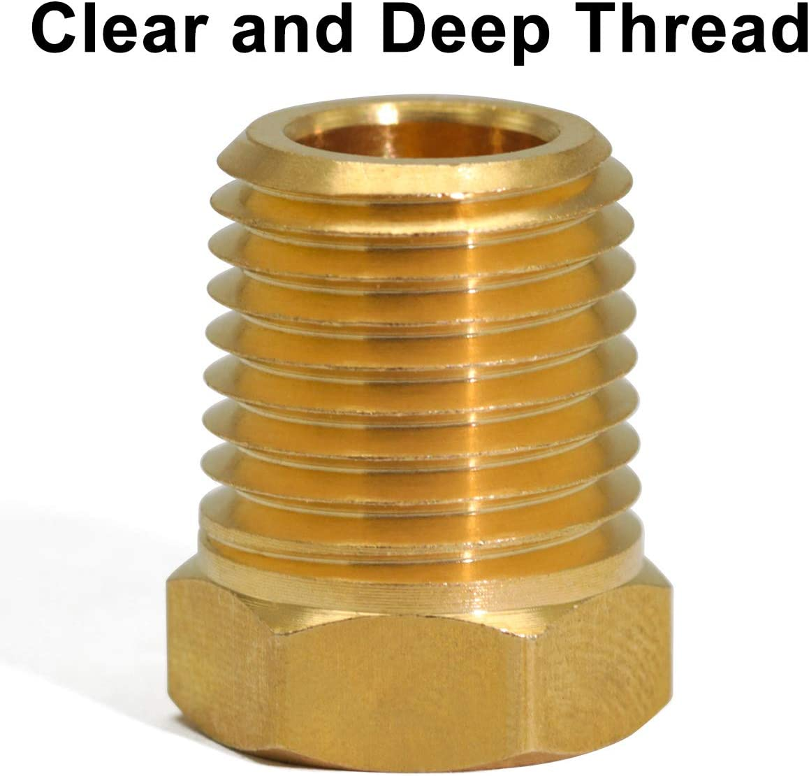 KOOTANS 4Pcs Heavy Duty 1/4" NPT Male Thread to 1/8" NPT Female Thread Brass Reducer Hex Bushing Brass Fitting Pipe Hose Tube Adapter Convert image number 3