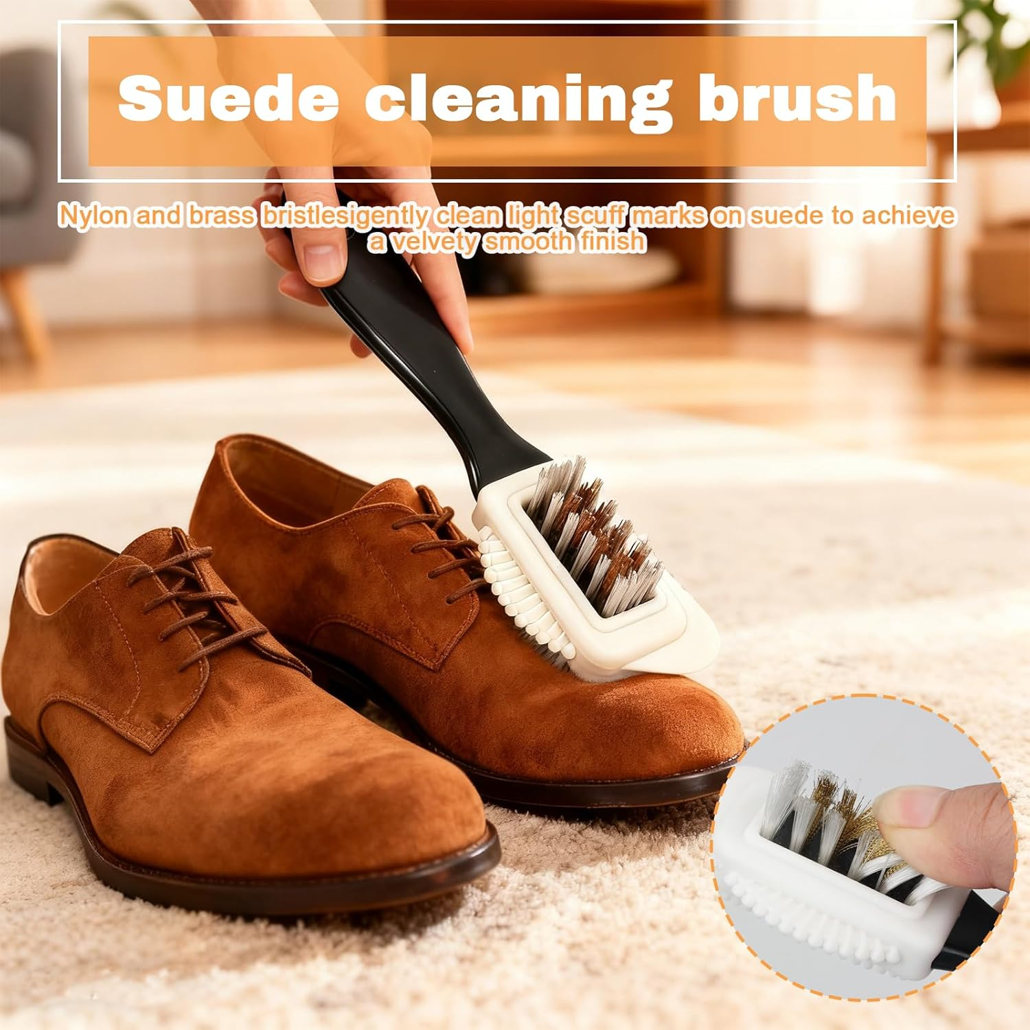 4-Sided Suede Cleaner Brush with Eraser - Suede Brush Kit for Shoes, Boots, Jackets & Furniture - Premium Suede Shoe Cleaner Tool image number 2