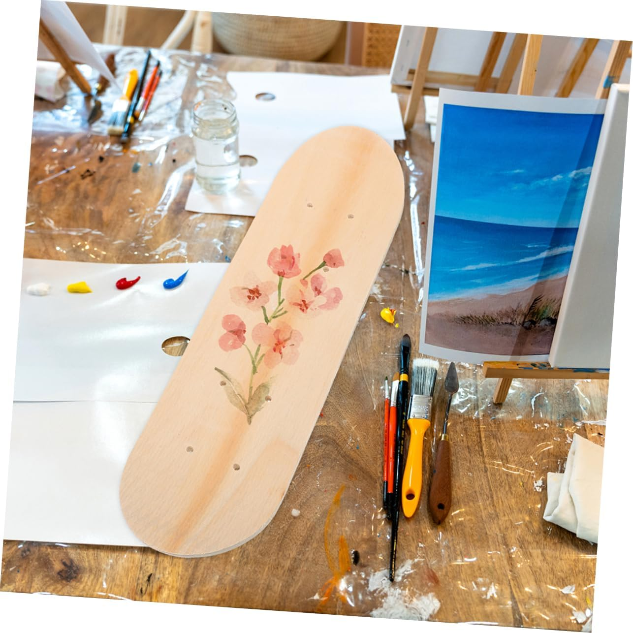 Kisangel 2Pcs DIY Skateboard Deck DIY Graffiti Deck Skateboard Unfinished Wooden Skateboard Deck image number 3