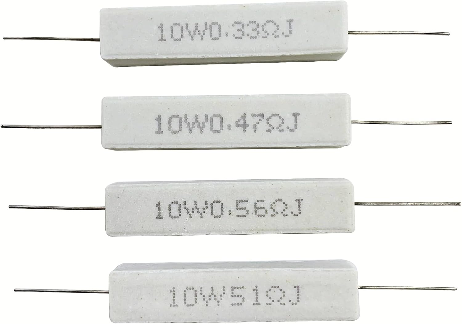 MOKMMKIT 25 Values 50 Pieces Ceramic Cement Resistor KIT 10W Resistance 10 Watt &plusmn;5% Power Resistors (0.05 Ohm - 100 Ohm) image number 5