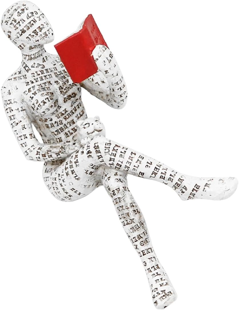 NUZAMAS Modern Reading Woman Statue Pulp Books Figurine Thinker Statue Home Decor Abstract Characters Decoration for Living Room Office Bedroom Table Desk (Sitting) image number 5