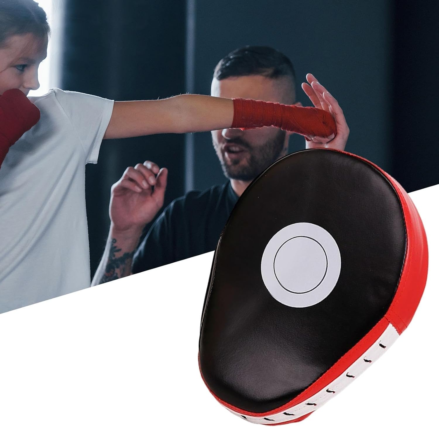 Comfortable Boxing Pad Mitts - PU Leather Curved Boxing Target | MMA Punching Mitts for Adults, Martial Arts Pads Boxing Training Gears Kick Shield for Taekwondo Muays Thai Karate image number 5