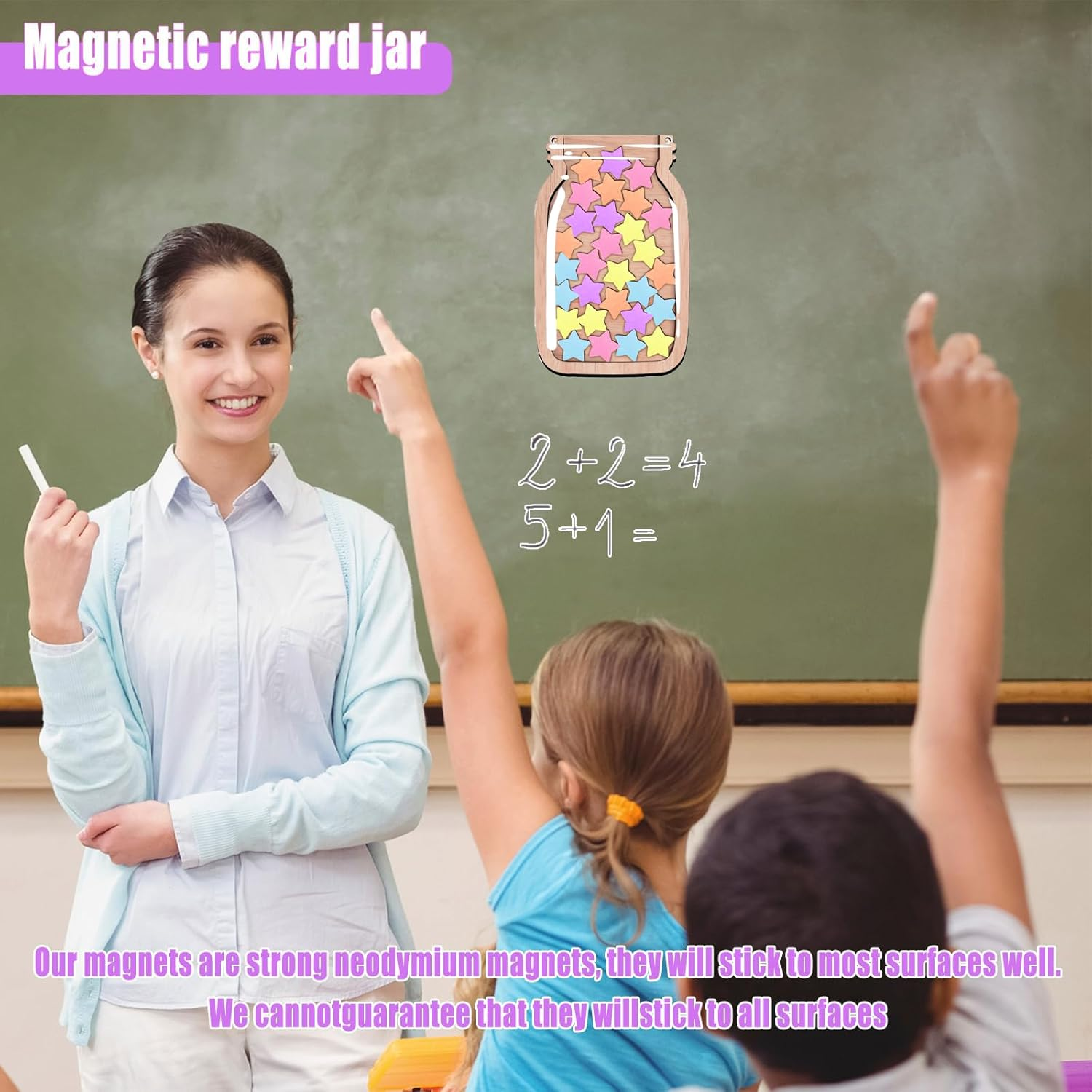 Reward Glass Magnetic Reward System Children'S Reward System Primary School Teacher Supplies Reward Glass with Wooden Holder and 20 Stars, 14.5 X 21 Cm Reward Glass Classroom for Good - A image number 4