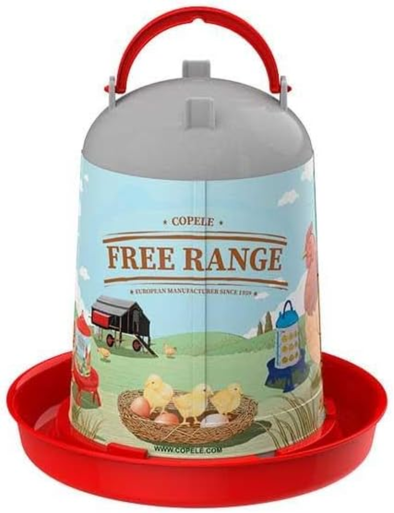 COPELE Free-Range Poultry Drinker, 5L Capacity, Recycled Plastic with Hanging Handle (Blue, 5L)