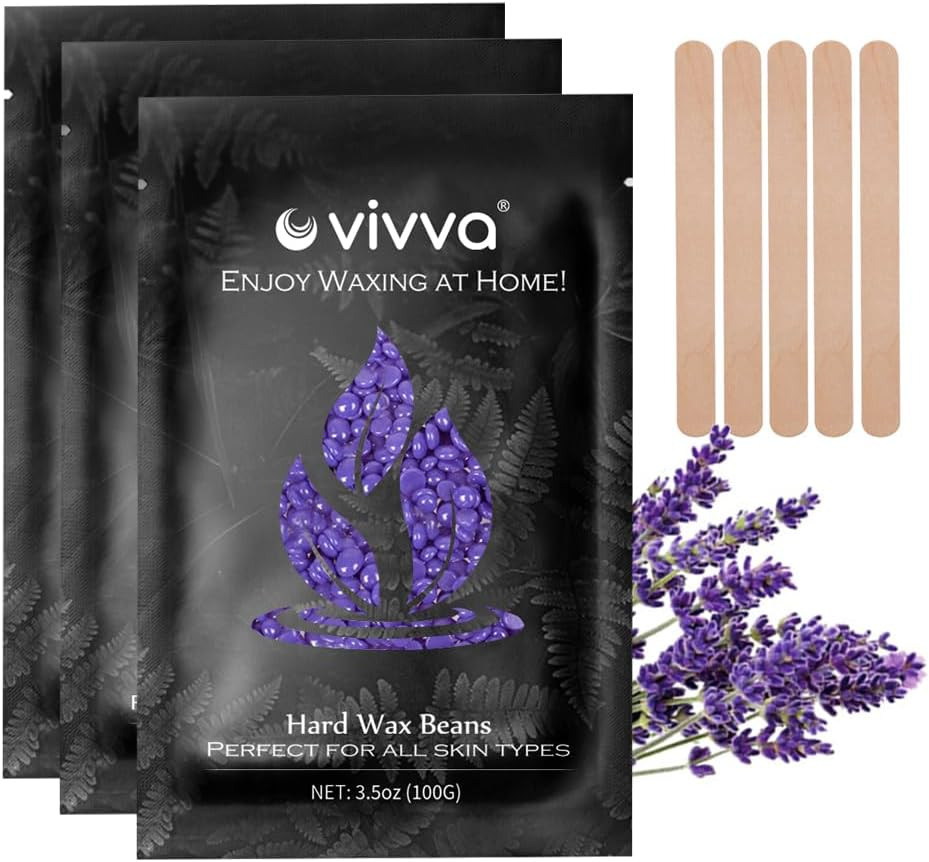Vivva 300G Hard Wax Beans,Wax Beads with 10Pcs Waxing Stick for Hair Removal Bikini Brazilian Waxing (Lavender) image number 6