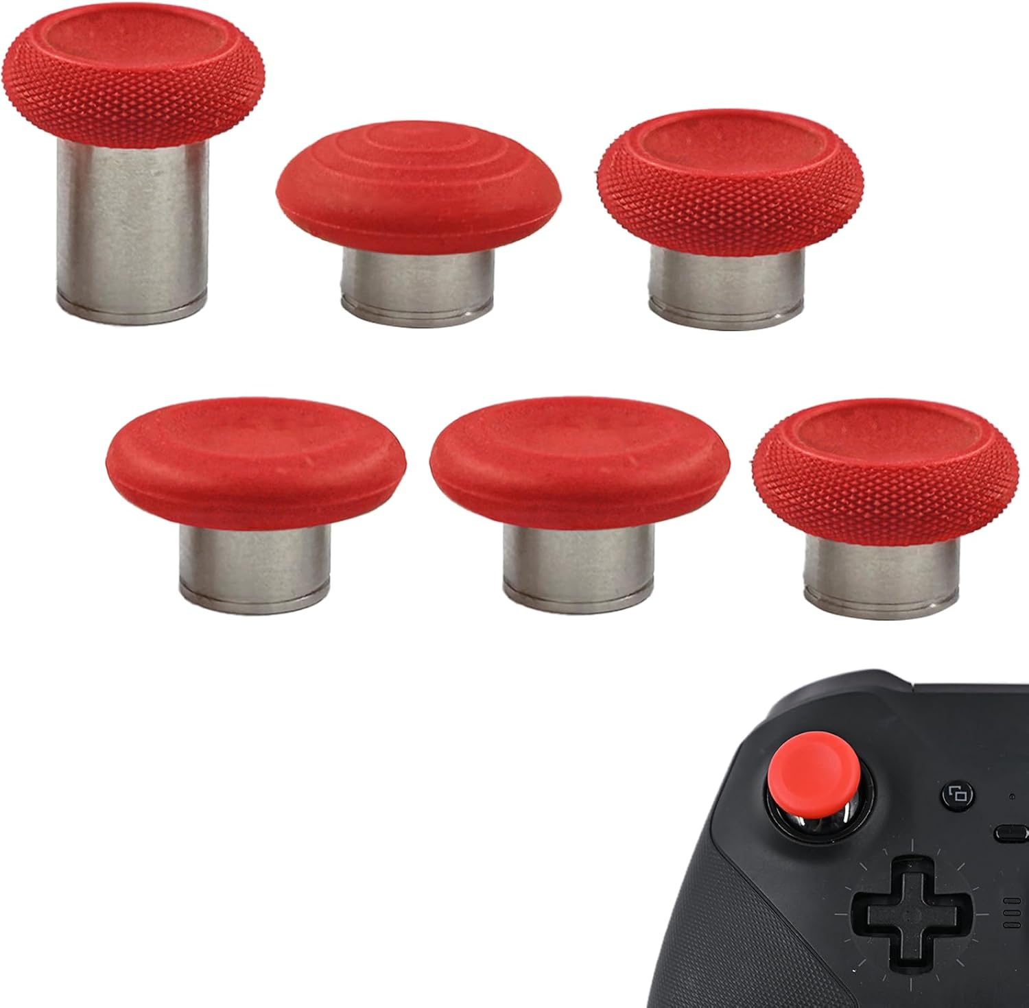 6 in 1 Swap Magnetic Thumbsticks Set for Xbox Elite Series 2 Controller,Replacement Joysticks Parts for Controller Elite Series 2/Elite Series 2 Core Controller(Red) image number 4