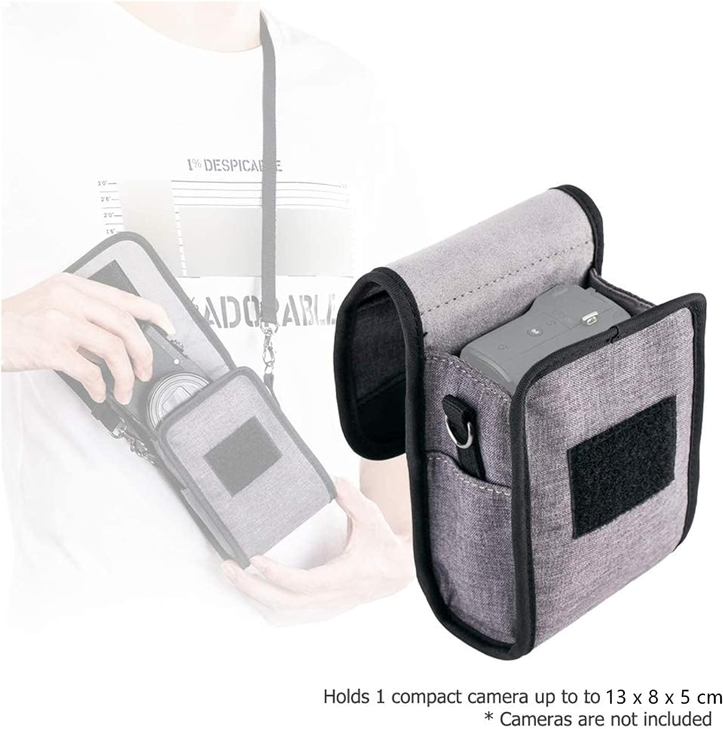 Compact Camera Pouch Case Bag for Sony ZV-1F ZV-1 ZV1 II RX100VII RX100VI RX100VA RX100V RX100IV III II Canon G7X III II G9X II SX740 SX730 SX620 SX610 Olympus TG-7 TG-6 TG-5 GR Iiix GRIII GR3 HDF - Gray image number 3