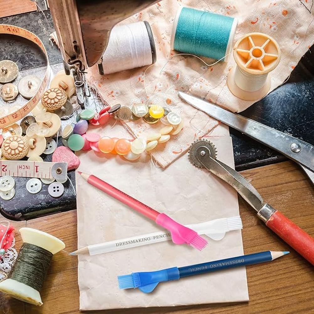 6PCS Tailor Pen Marking and Tracing Tool for Sewing - Fabric Chalk Hand Colors Pencil - Sewing Accessories Manual Plastic image number 1