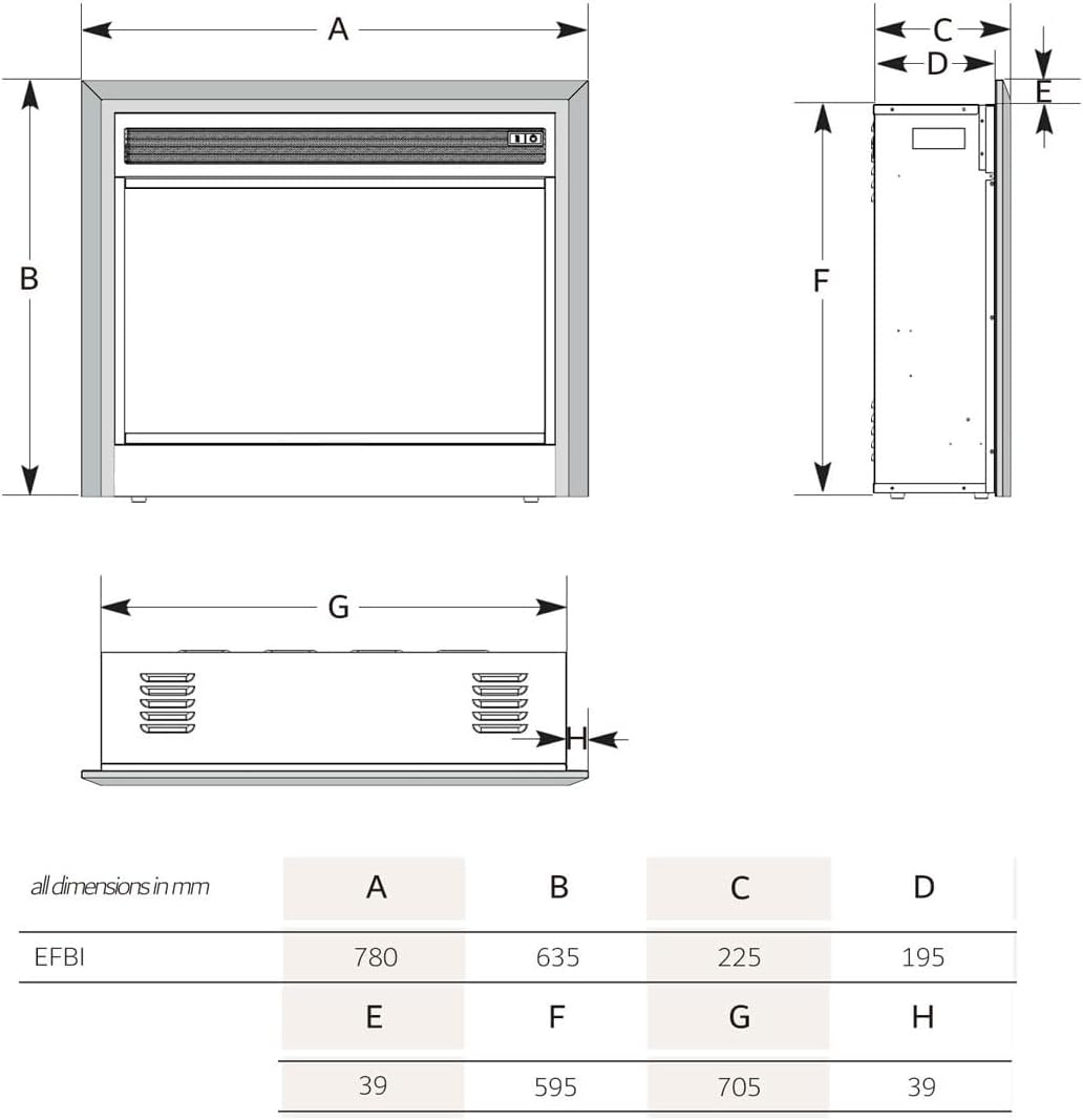 Modaliving Moonlight 30-Inch 2000W Electric Fireplace Insert for Cozy Ambience