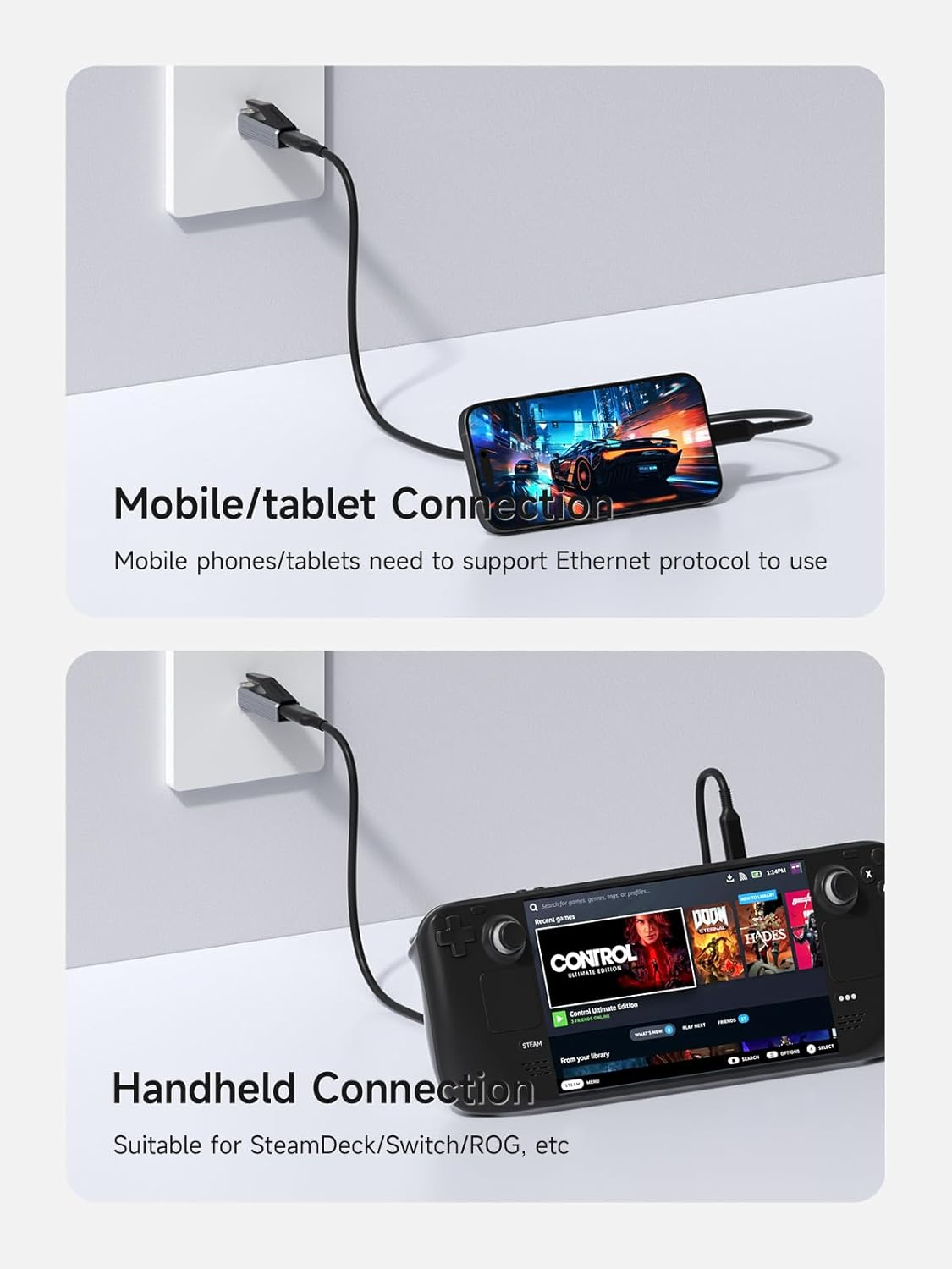 Hagibis USB C to Ethernet Adapter, Portable 1Gbps Gigabit RJ45 to Type-C (Thunderbolt 4/3 Compatible) Network LAN Hub, Compatible for Macbook Pro/Air, Iphone 16 Pro/Max, Ipad Pro, XPS image number 2