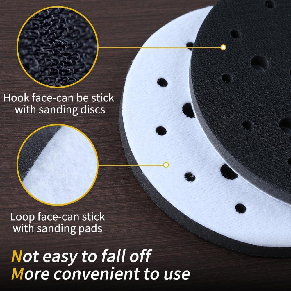SPEEDWOX Soft Interface Pad 6 Inch 25 Holes Hook and Loop Sponge Cushion Buffer Backing Pad Sanding Stickfix Interface Pad Abrasive Net Sander Pad for Sander Automotive Woodworking Polishing image number 1
