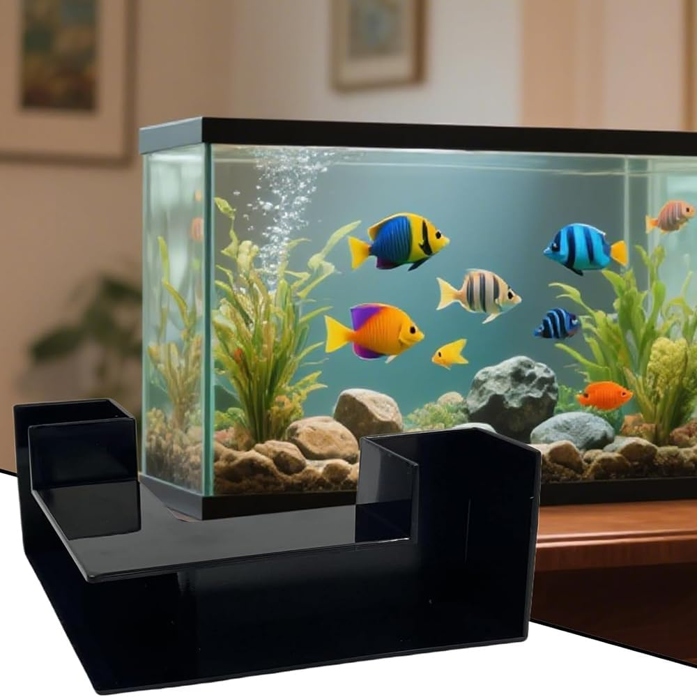 Aquarium Undergravel Viewing Tunnel, Fish Hideouts for Aquarium, Corner Decoration, Unique Tank Viewing Tunnel, Natural Habitat for Fish Tank(Black) image number 1