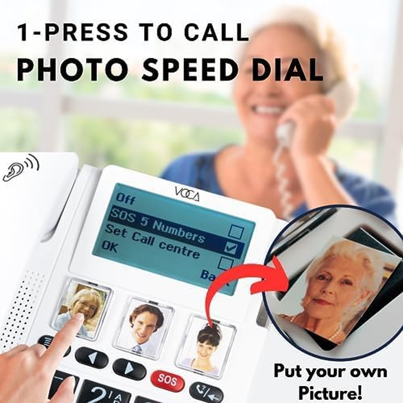 VOCA Big Button Phone for Elderly | CP140 4G Wireless Amplified Telephone | Loud Phones for Hard of Hearing | SOS Wristband | Hearing Aid Compatible Phones | Telephone for Hearing & Vision Impaired image number 6