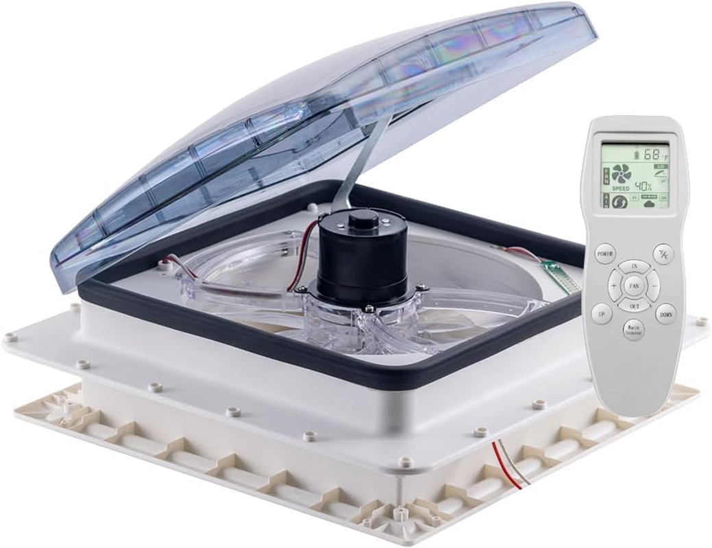 Caravan Roof Vent Fan,40X40Cm,Automatic Rain Sensor,10-Speeds and Reversible Airflow, Remote Control,Campervan Roof Vent Fan image number 4