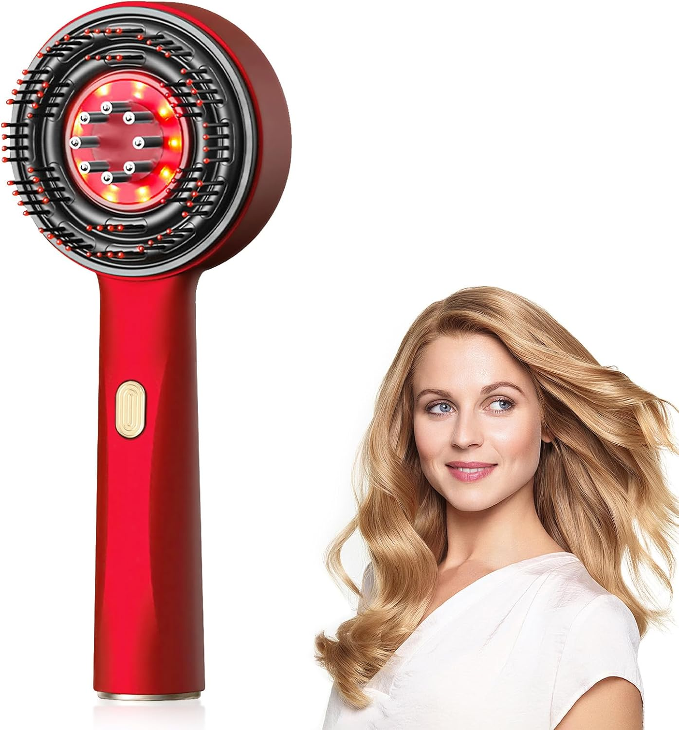 Oolong Scalp Massager, Red Light Head Massager Scalp, Multi-Functional Electric Hair Massager Brush with IPX7 Waterproof, Cordless, Hair Oil Applicator for Scalp, Hair, Head, Muscle Relax（Red）