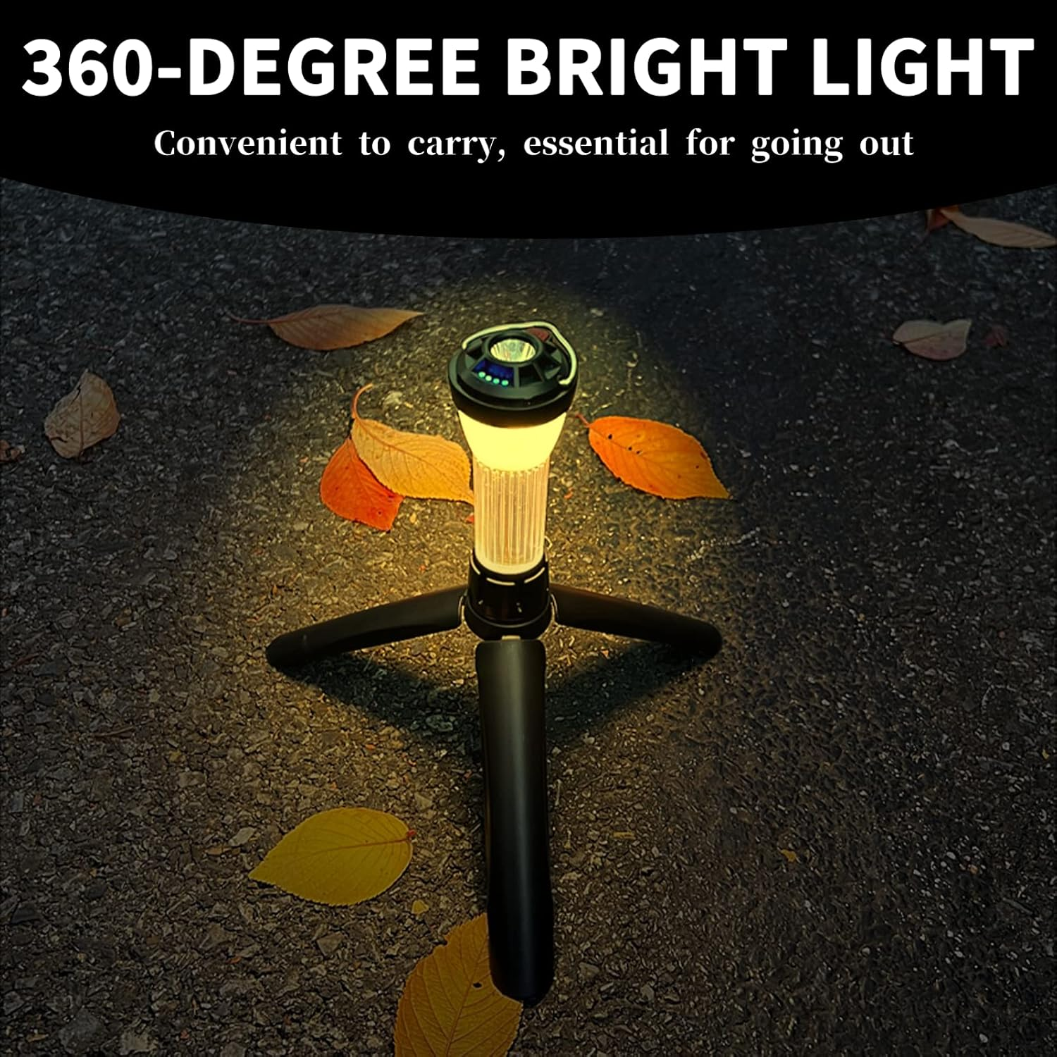 YIFENG Mini 2-In-1 USB Rechargeable LED Lantern Flashlight with 3 Light Modes, Stepless Dimming, Portable 2200Mah Outdoor LED Tent Light Torches with Magnetic Base and Tripod for Camping Hiking Cycling Emergency image number 2