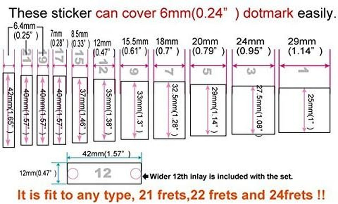 Inlay Sticker Fret Markers for Guitars & Bass - LP/SG Blocks - Aged White Pearl, F-005BL-AW - Blue image number 2