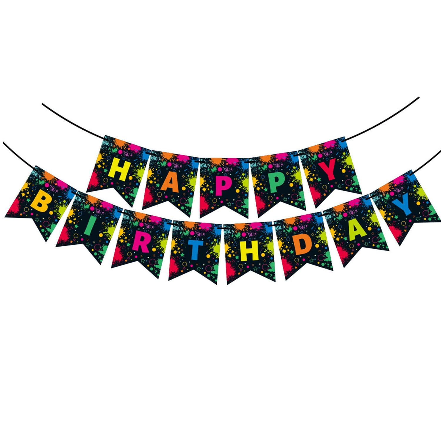 Colorful Graffiti Paint Birthday Flag, Children'S Birthday Party Banner Decorations Reusable Party Decorations image number 1
