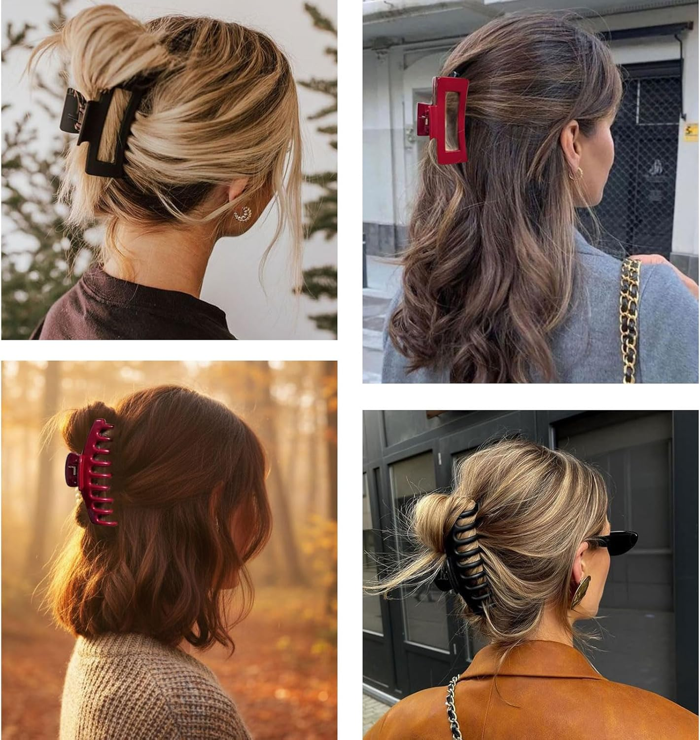 Muorruo 4-Pack Cloud Clip, Flexible Silicone Hair Clips, Non-Slip Large Bendable Clip, Soft Hair Clips for Thin and Thick Hair, Non-Removable Hair Clip (Wine Red) image number 3