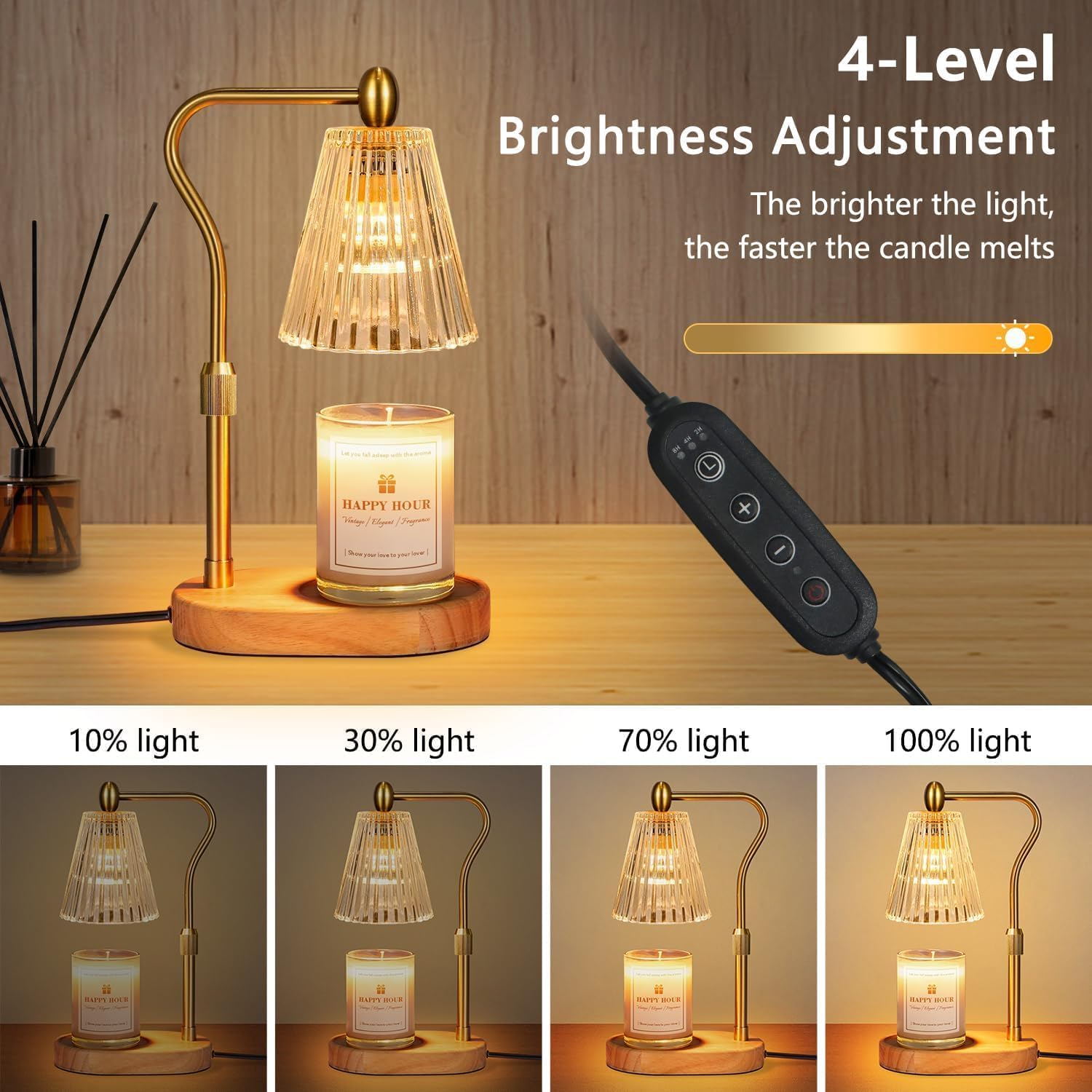 Candle Warmer Lamp - Candle Warmer Lamp with Timer and Dimmer Adjustable Height,Electric Wax Melt Warmer with 2 Bulbs for Scented Jar Candles Home Decor image number 5