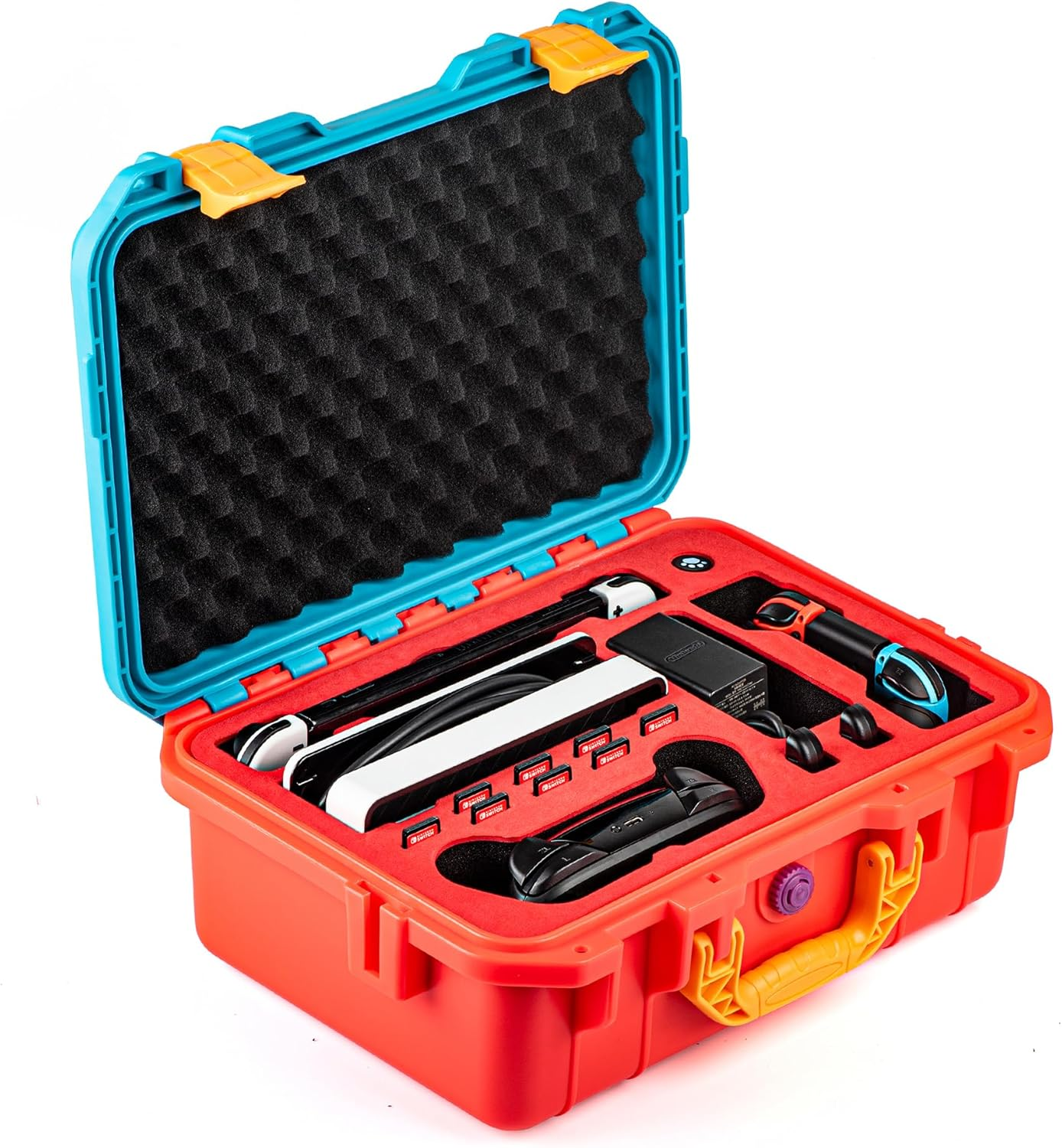 DEVASO Carrying Case for Nintendo Switch Travel Case ,Professional Deluxe Waterproof Case Soft Lining Hard Case for Nintendo Switch Console Pro Controller & Accessories (Red&Blue)