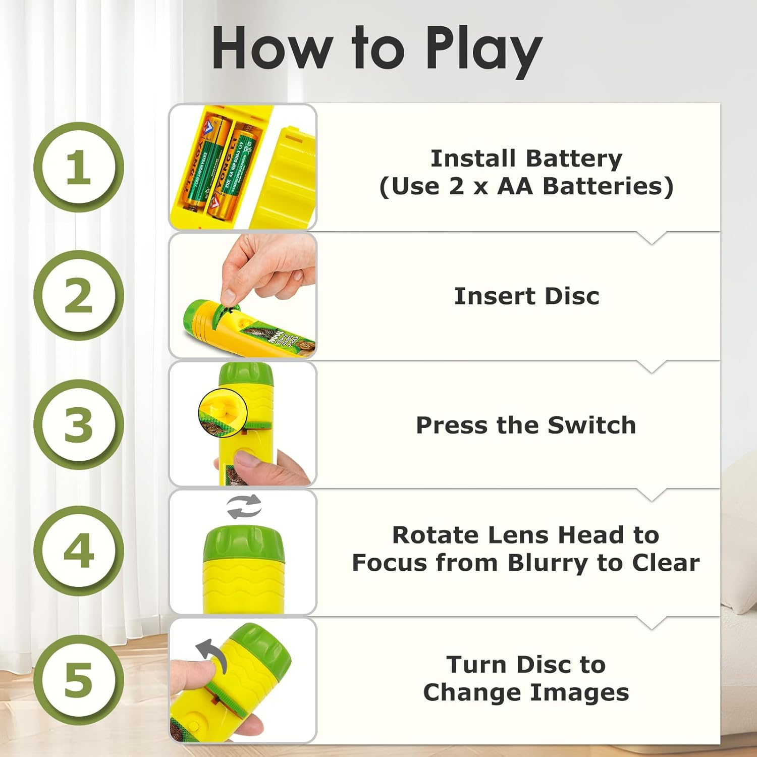 Pup Go Animal Torch and Projector with 3 Discs 24 Images, Kids Torch for Boys, Animal Toys Small Gifts for Children, Cool Present for Toddler Age 3 4 5 6 7 Year Old(Animal) image number 3