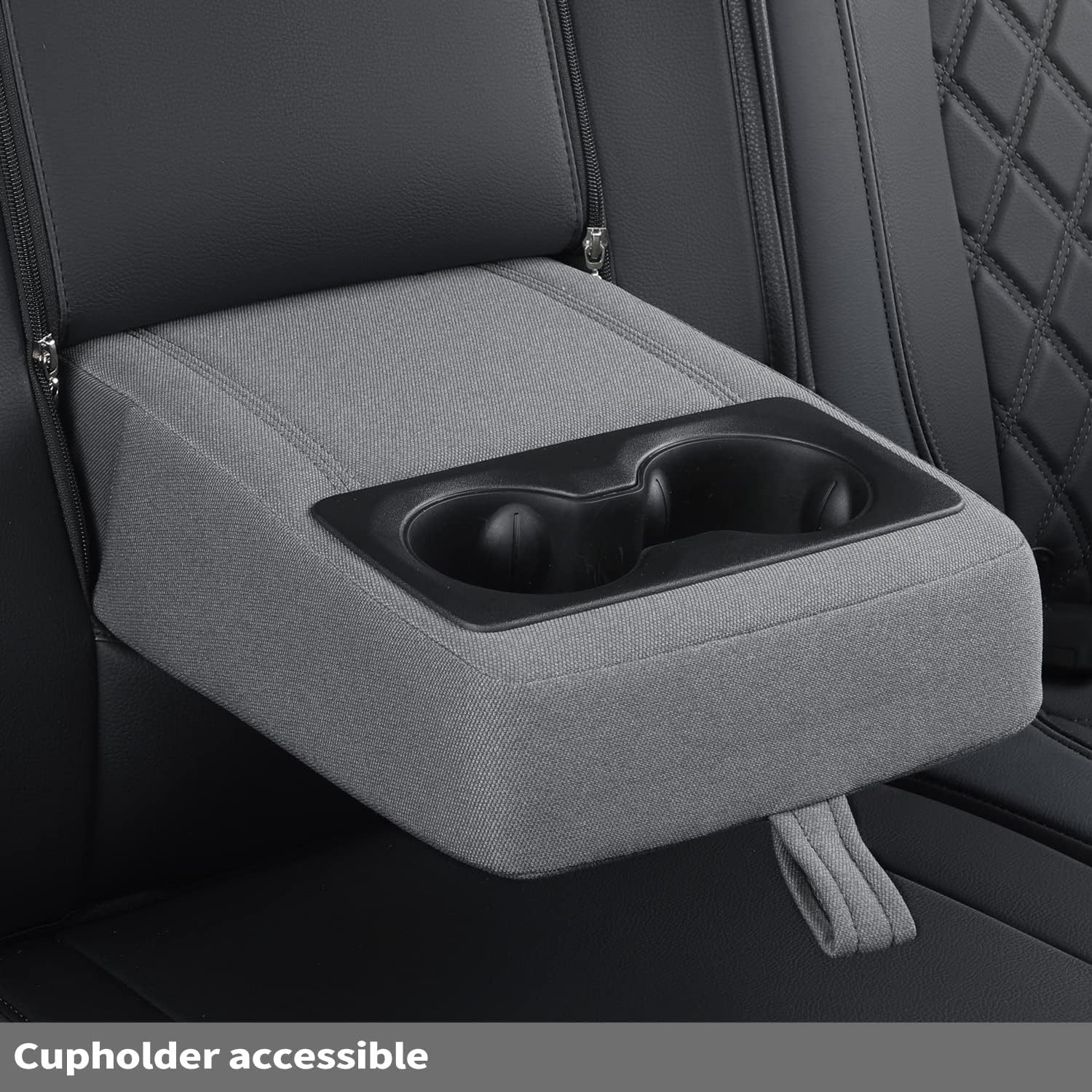 Feelit Fit Ram 1500 2019 2020 2021 2022 2023 2024 2025 2026 Crew Cab Back Bench Seat Covers Waterproof, Custom Fit Ram 4/6 Split Rear Flat Seats with Unremovable Middle Headrest (01-Rear) image number 5