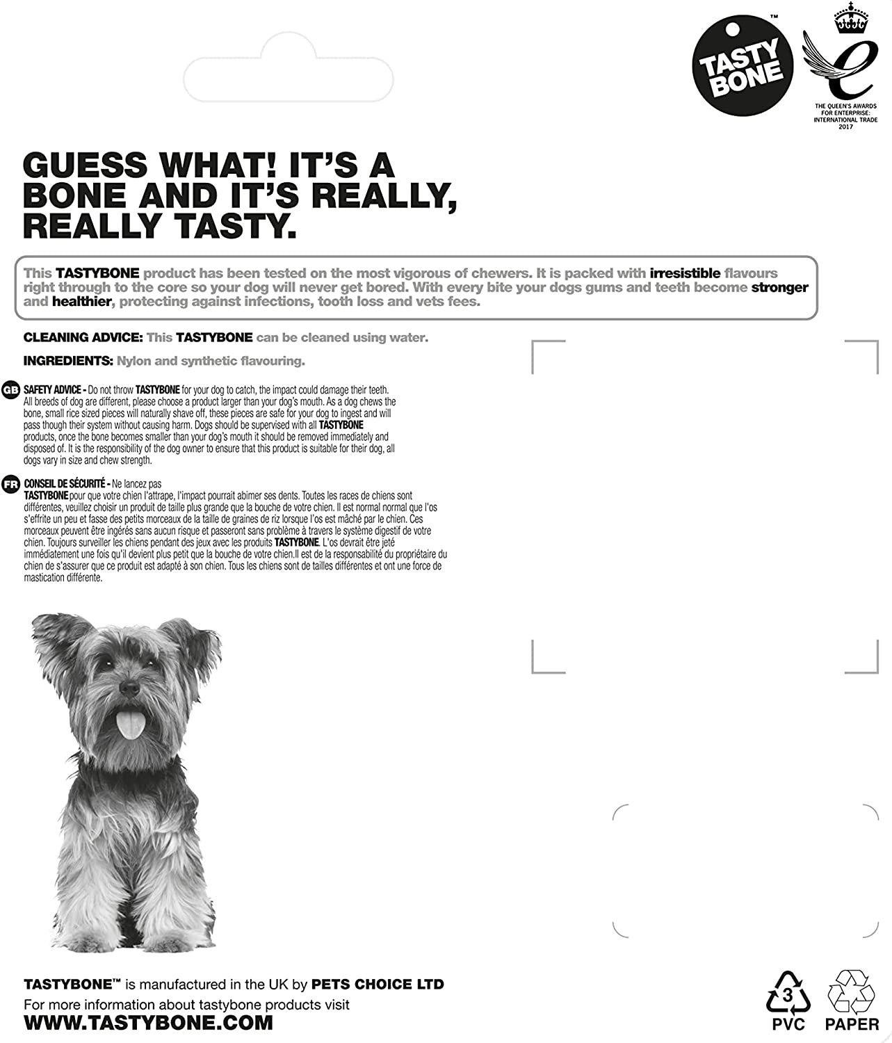 Tasty Bone Nylon Peanut Butter Trio Chew Dog Toy Extra Small image number 3