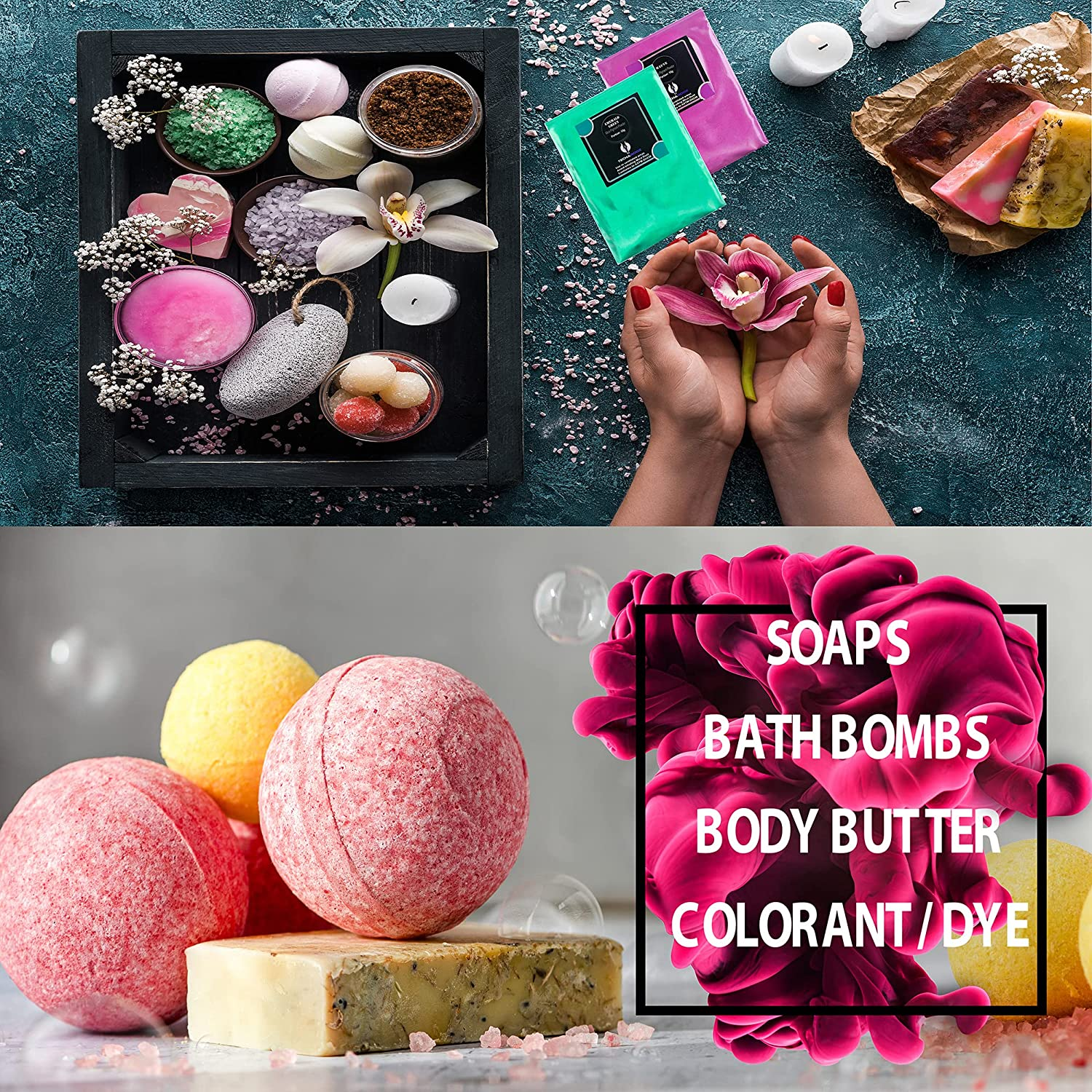 Mica Powder 24 Colors Shake & Pour Jars Set TECHAROOZ Epoxy Resin Dye&ndash; 240G/8.47Oz - Cosmetic Grade Pigment Powder for Bath Bombs, Lip Gloss, Nail Dips, Soap & Candle Making, Slime Colorant image number 1