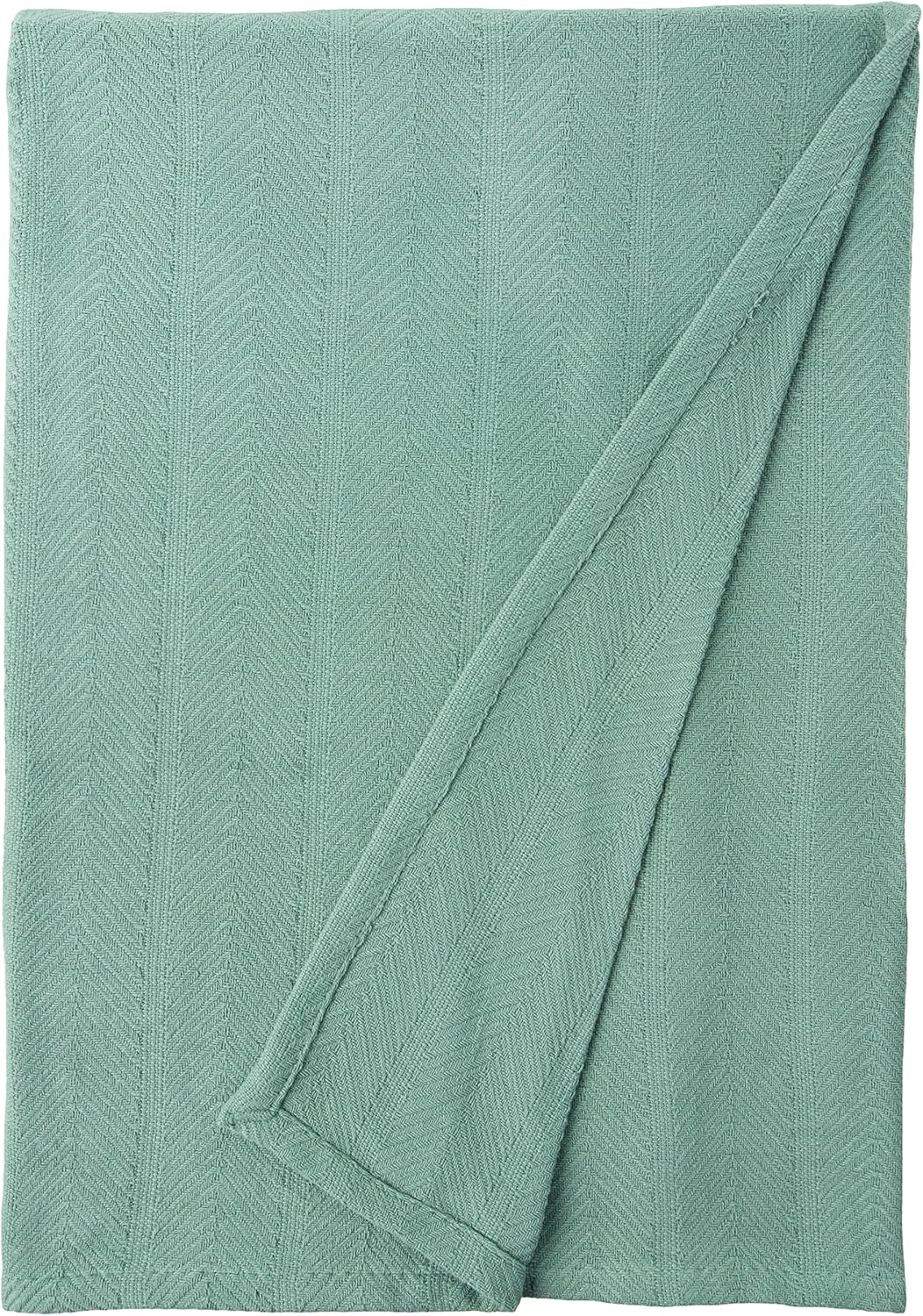 Eddie Bauer - Twin Blanket, Lightweight Cotton Bedding, Home Decor for All Seasons (Herringbone Green, Twin)