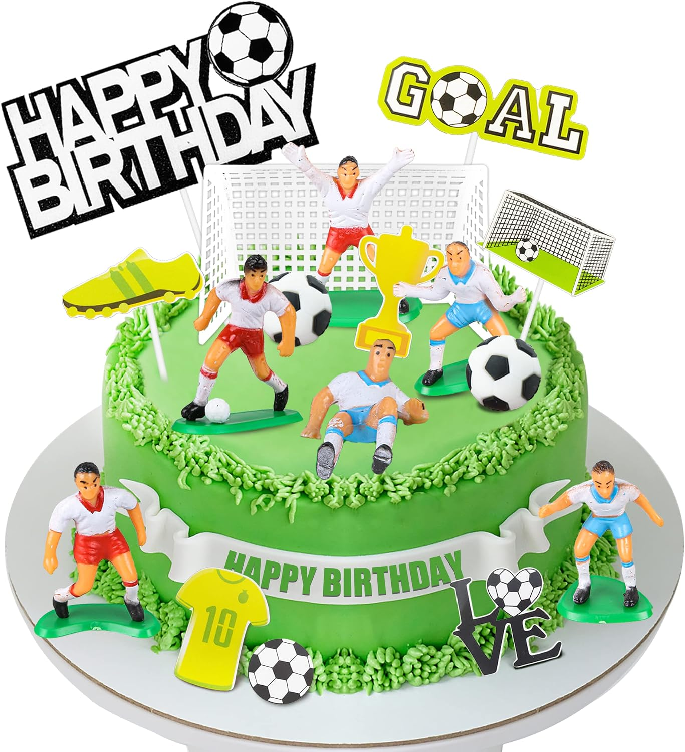 19 PCS Soccer Cake Topper Decorations Soccer Ball Player Theme Cake Toppers for Soccer Party Football Party Men Boy Kid Birthday Party Sport Club Party Supplies (Soccer) image number 2