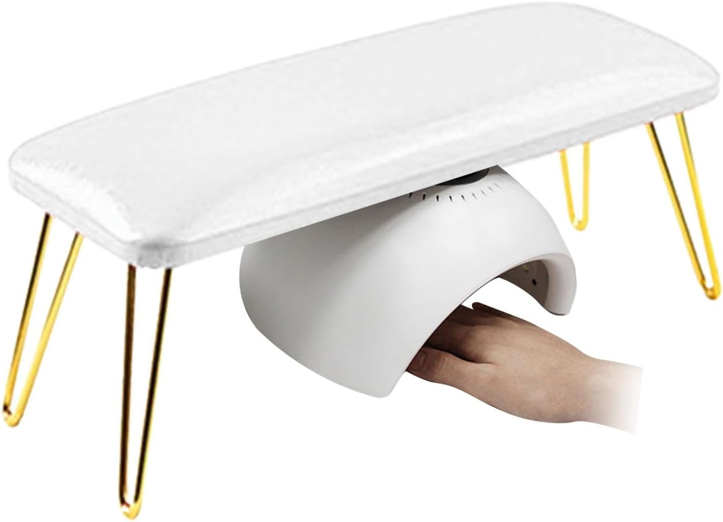 Eigell Nail Hand Rest,Manicure Nail Rest,Manicure Nail Tool,Nail Table Mat,Nail Pillow Hand Rest,For,Nail Technician Use,Must Have, White and Gold - Pink And Gold image number 3