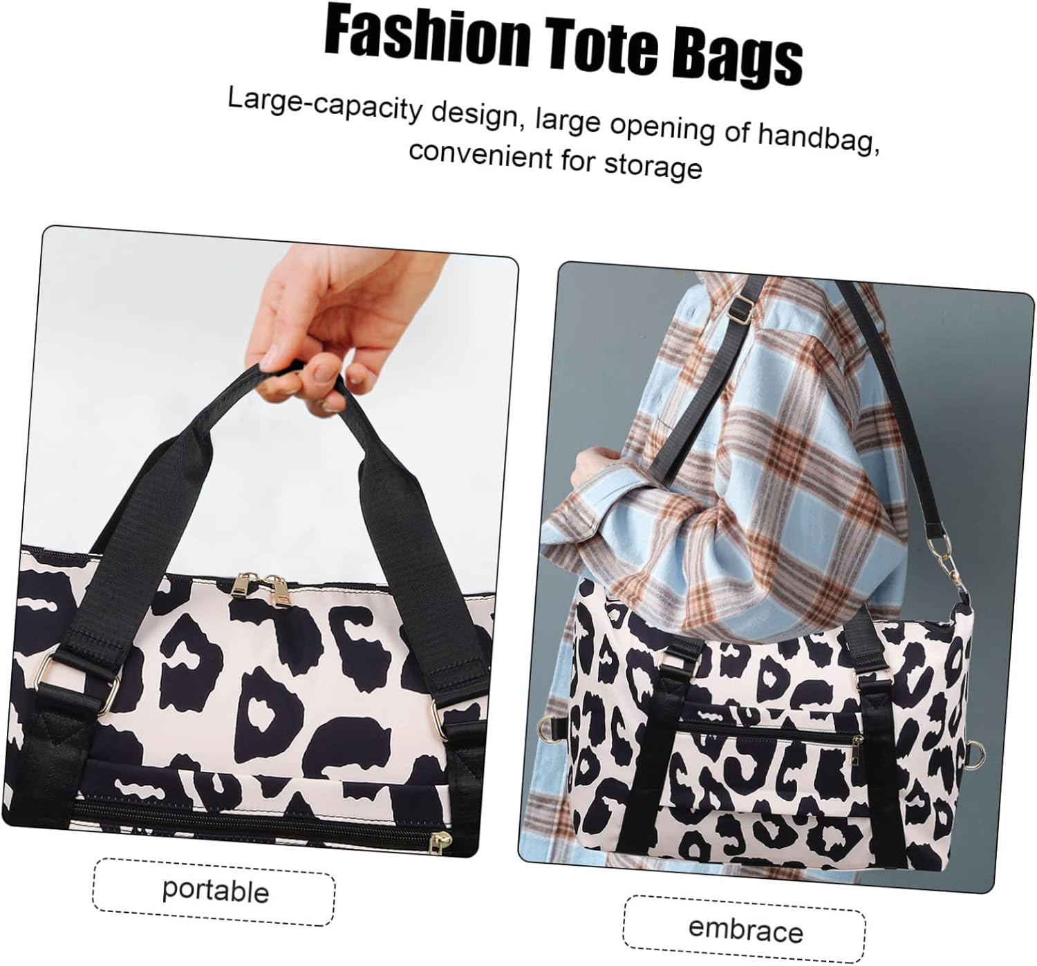 Abaodam Large Capacity with Cow Pattern Shoulder Strap for Short Trips Fitness Business and Camping image number 4