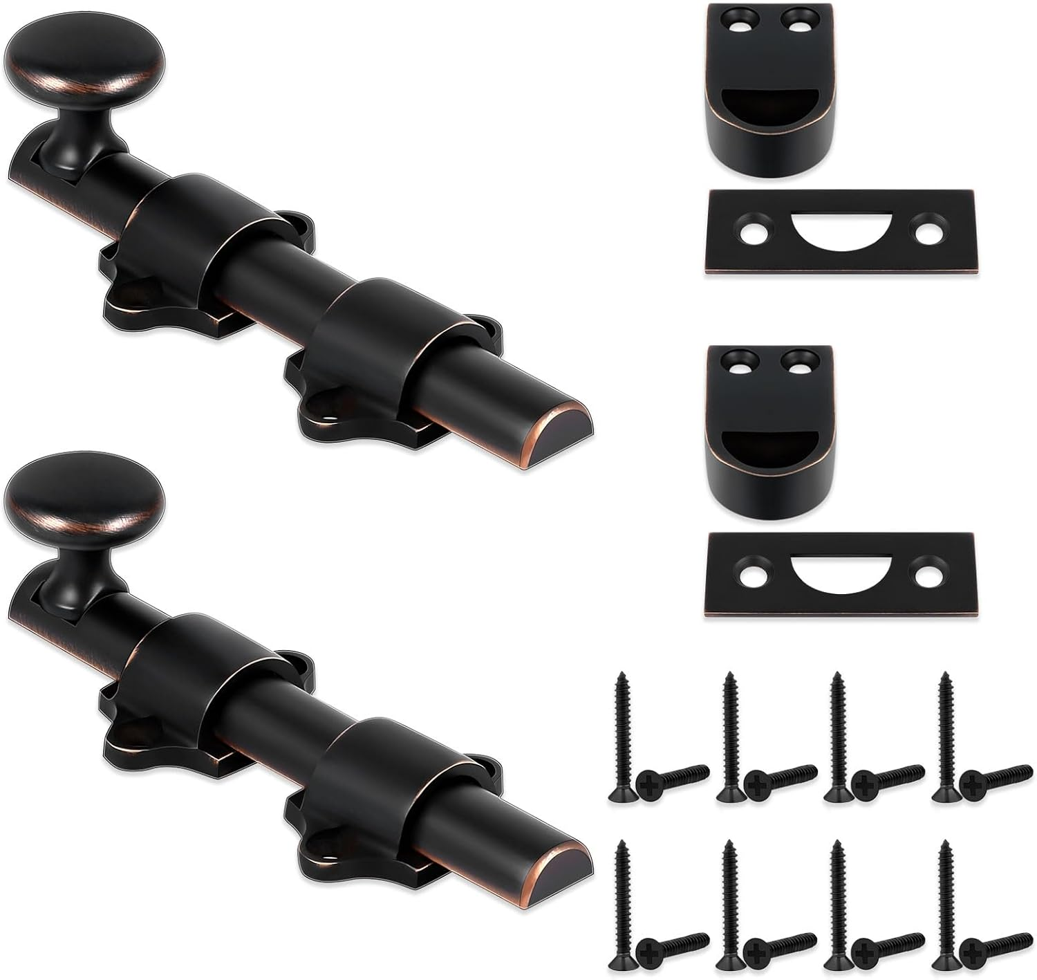 Tandefio 2 Pcs Dutch Door Bolt 4 Inch Surface Bolt Sliding Door Locks Hardware Solid Brass Latch, Attic Latch for Dutch Slide Barn(Bronze)