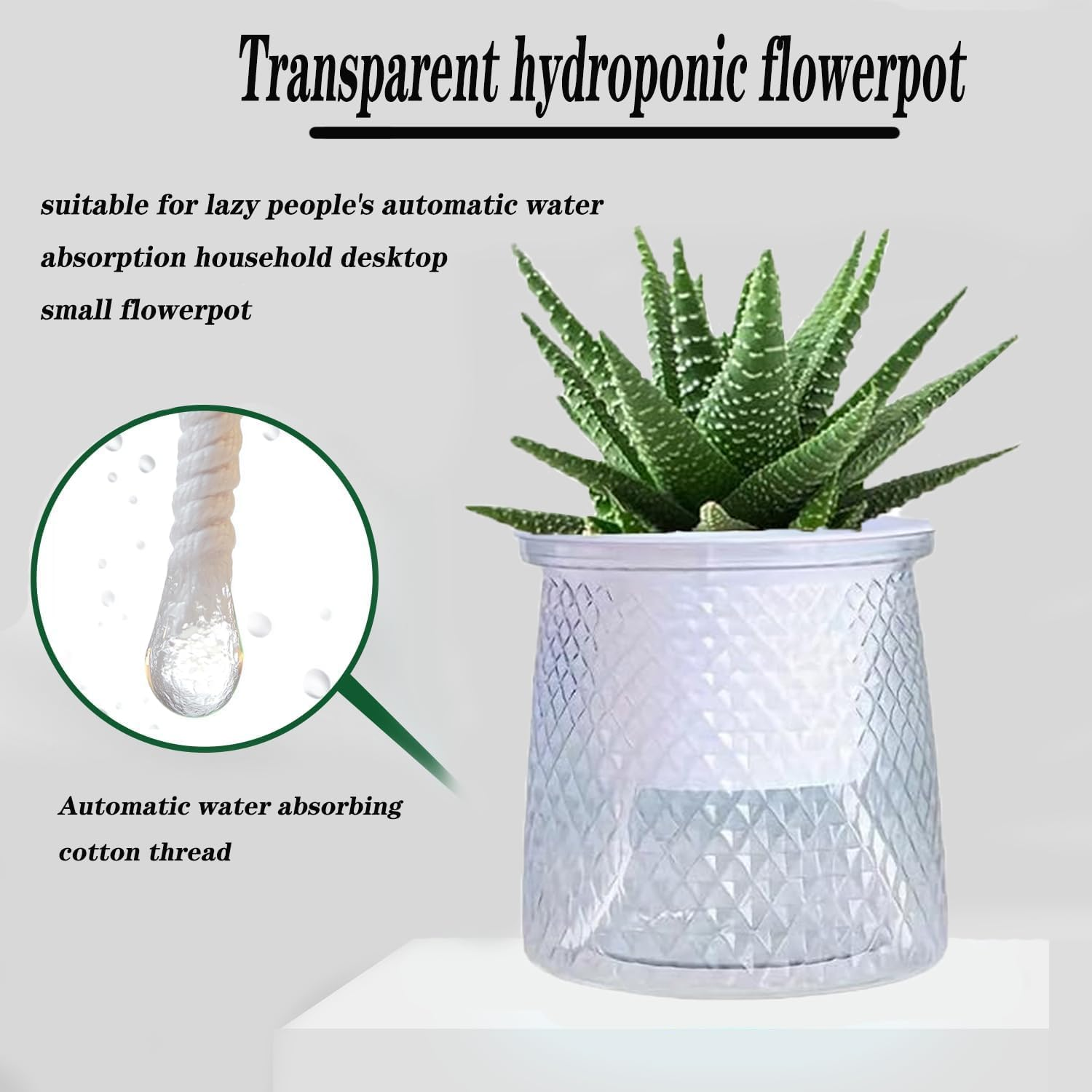4 PCS Self-Watering Hydroponic Planters with Wick Rope, Self Watering Plant Pot with Reservoir, Indoor Clear Plastic Flowers Pots, Automatic Watering Nursery System for Small Plants, African Violet image number 1