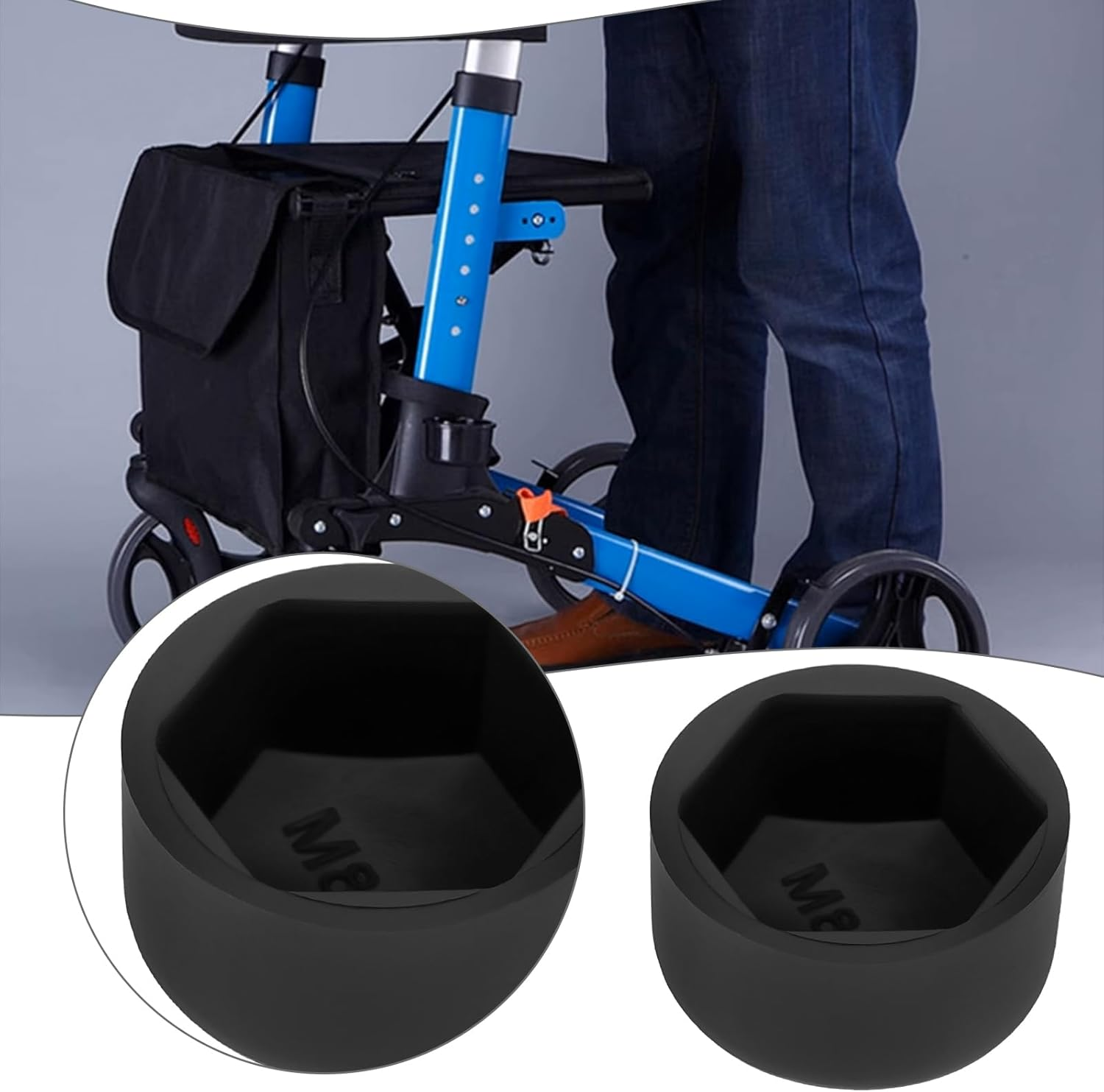 Ecsing 10Pcs Axle Nut End Caps Wheel Nut Caps Bolt Covers 1/2" Flat Head Hex Socket Cover Protectors for Rollator Walker Compatible with Drive R726 R728 image number 1