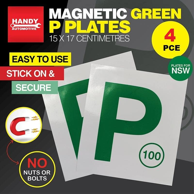 [4PCE] SAS AUTOMOTIVE License Plate (Nsw-Only, Green - P, Magnetic) image number 2