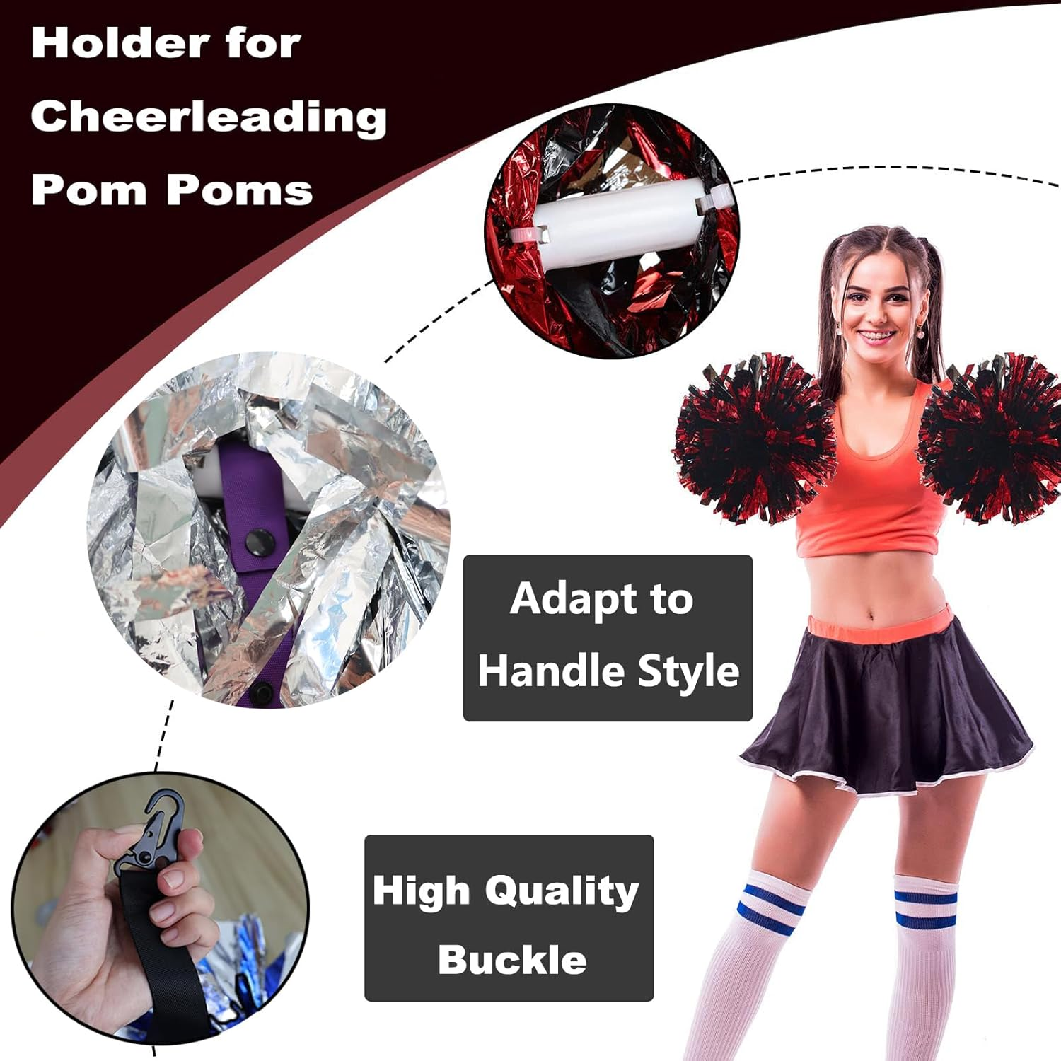 TEYOUYI Pom Pom Holder for Cheerleaders Backpack Straps for Pom Poms-The Perfect Accessory for Cheerleaders No Pom Poms Included No Pom Poms Included image number 6