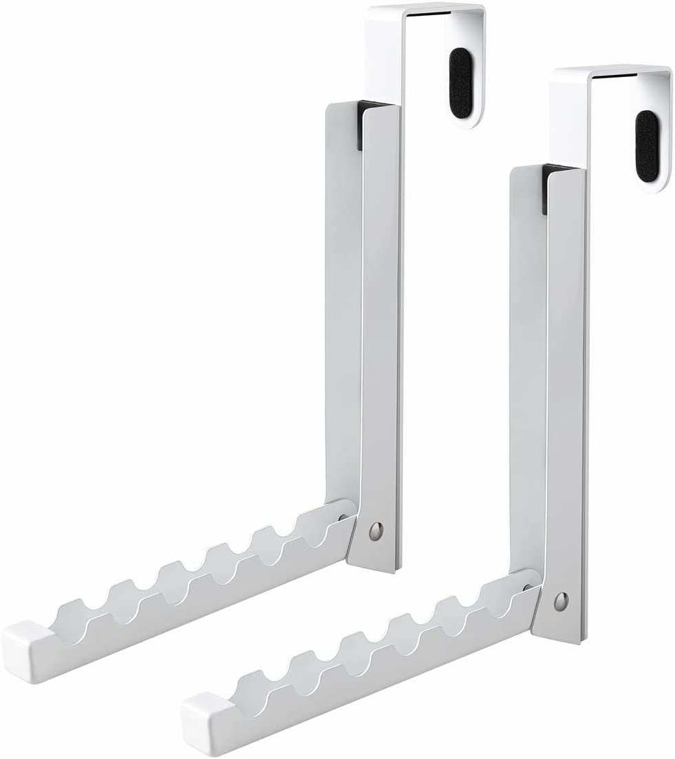 VIAV over the Door Hooks Hanger,Foldable over Door Drying Laundry Rack Hooks for Hanging Clothes with 6 Groves over Door Towel Racks for Clothes,Coat, behind Back Bathroom, Bag and Robe 2 PCS (White)