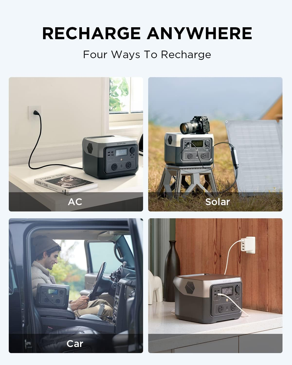 ECOFLOW RIVER 2 MAX Portable Power Station, 512Wh Lifep04 Battery/ 1 Hour Fast Charging, up to 1000W Output, Solar Generator for Outdoor Camping/Rvs/Home Use image number 3