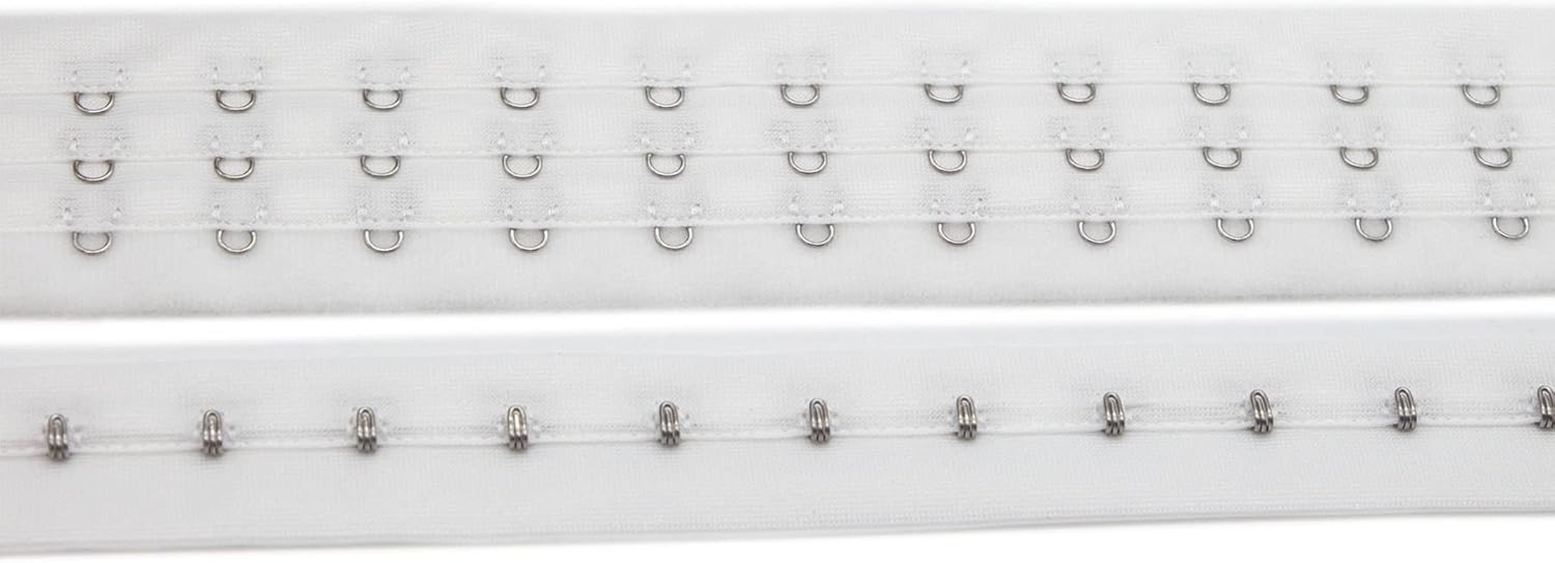 2.5 Yards Pair White Color Three Row Hook and Eye Tape Trim for Sewing Quilting Corset Bra Renaissance Dance Bridal Costumes (White Three Row) image number 1