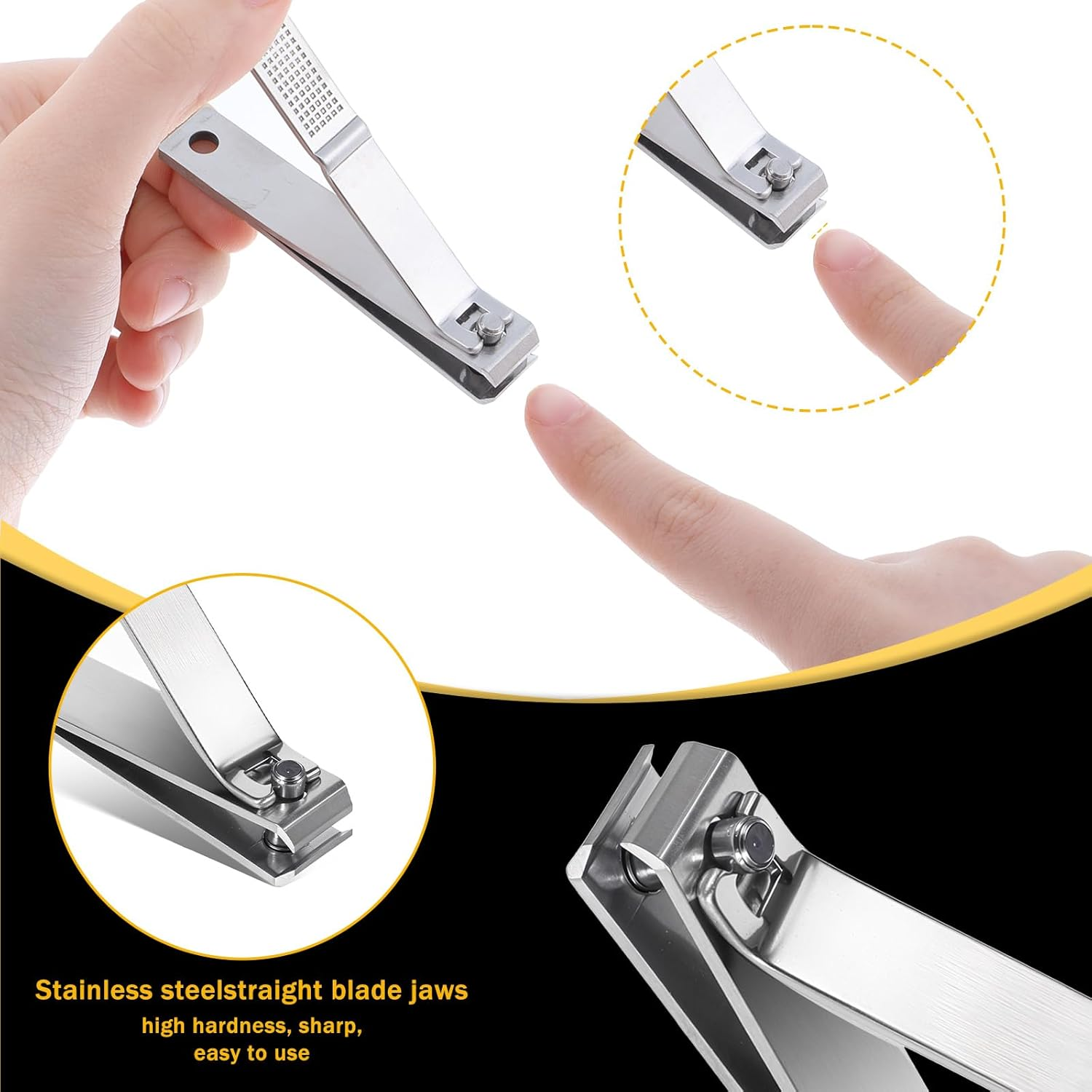 6 Pieces Straight Nail Clippers for Thick Nails Edge Toenails Clippers Stainless Steel Nails Cutters Heavy Duty Fingernail Clipper for Men Women image number 1