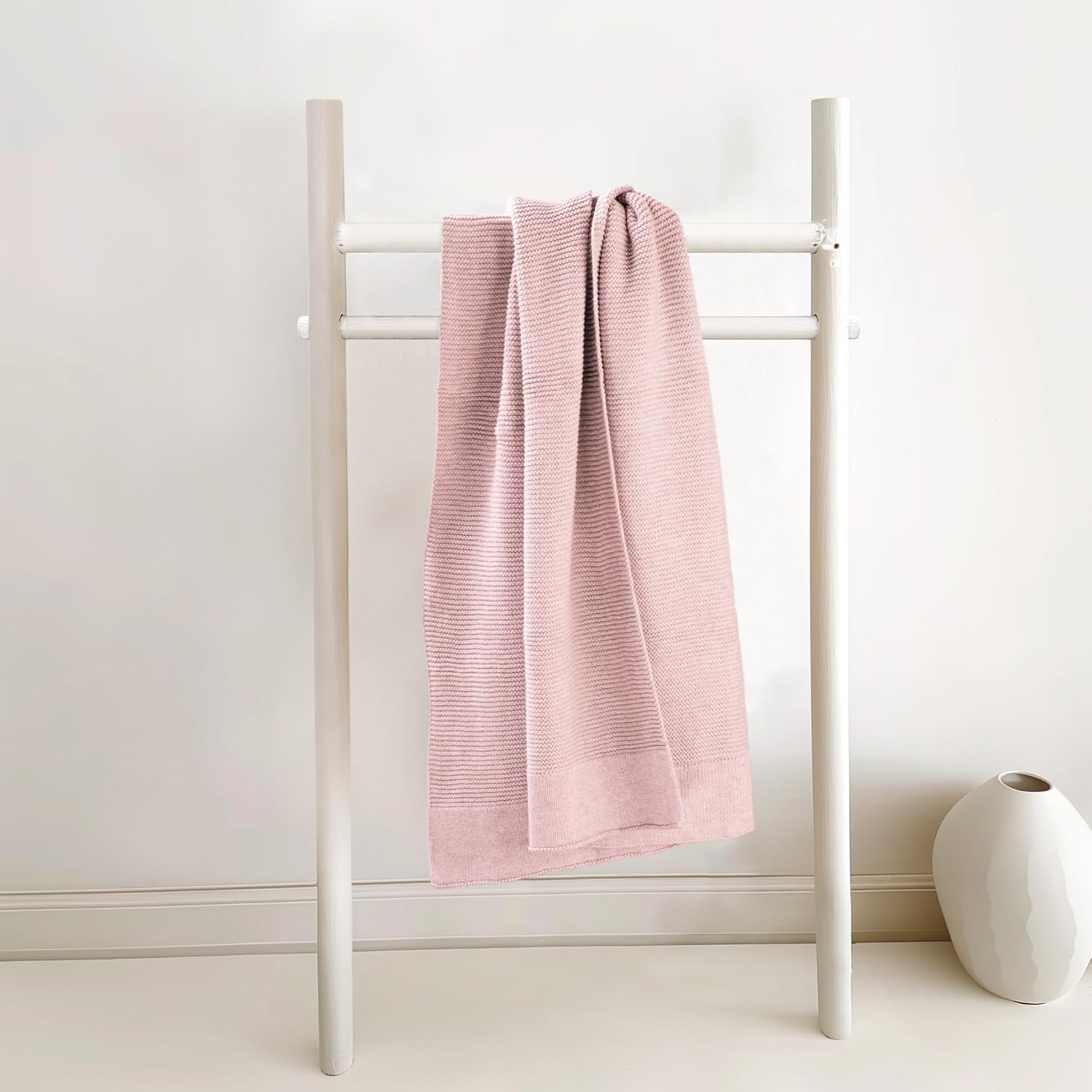 Cotton Baby Blanket Newborn and Infant &ndash; 100% Organic Cotton Classic Knit &ndash; Soft, Breathable, and Gentle &ndash; Perfect for Pram, Stroller, Crib, Nursery, and Baby Cot - 100Cm X 75Cm (Flamingo Pink) image number 4